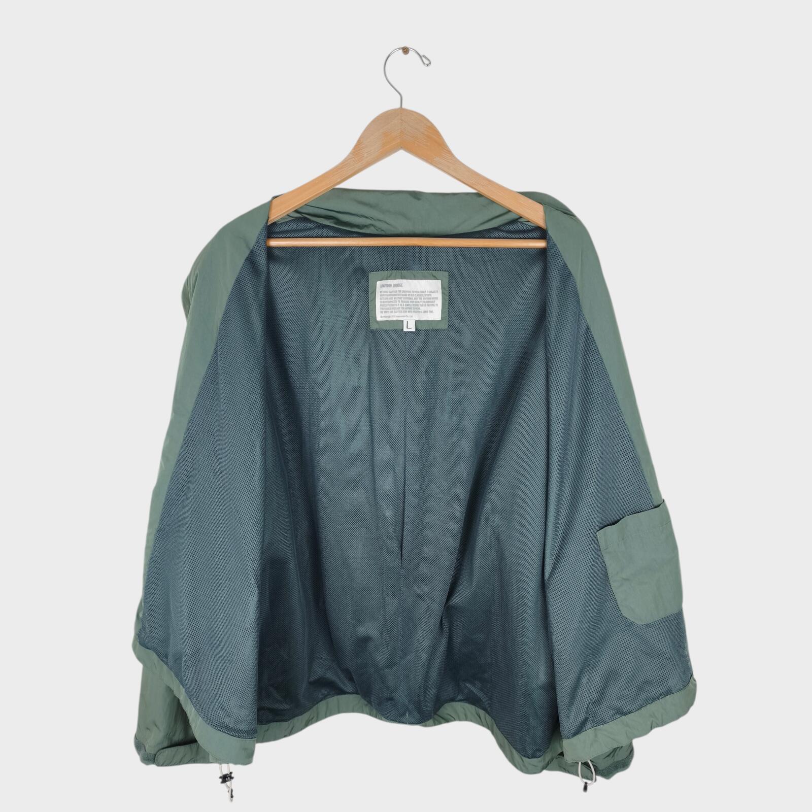 UNIFORM BRIDGE Men's Green Boxy Fit Parka Jacket