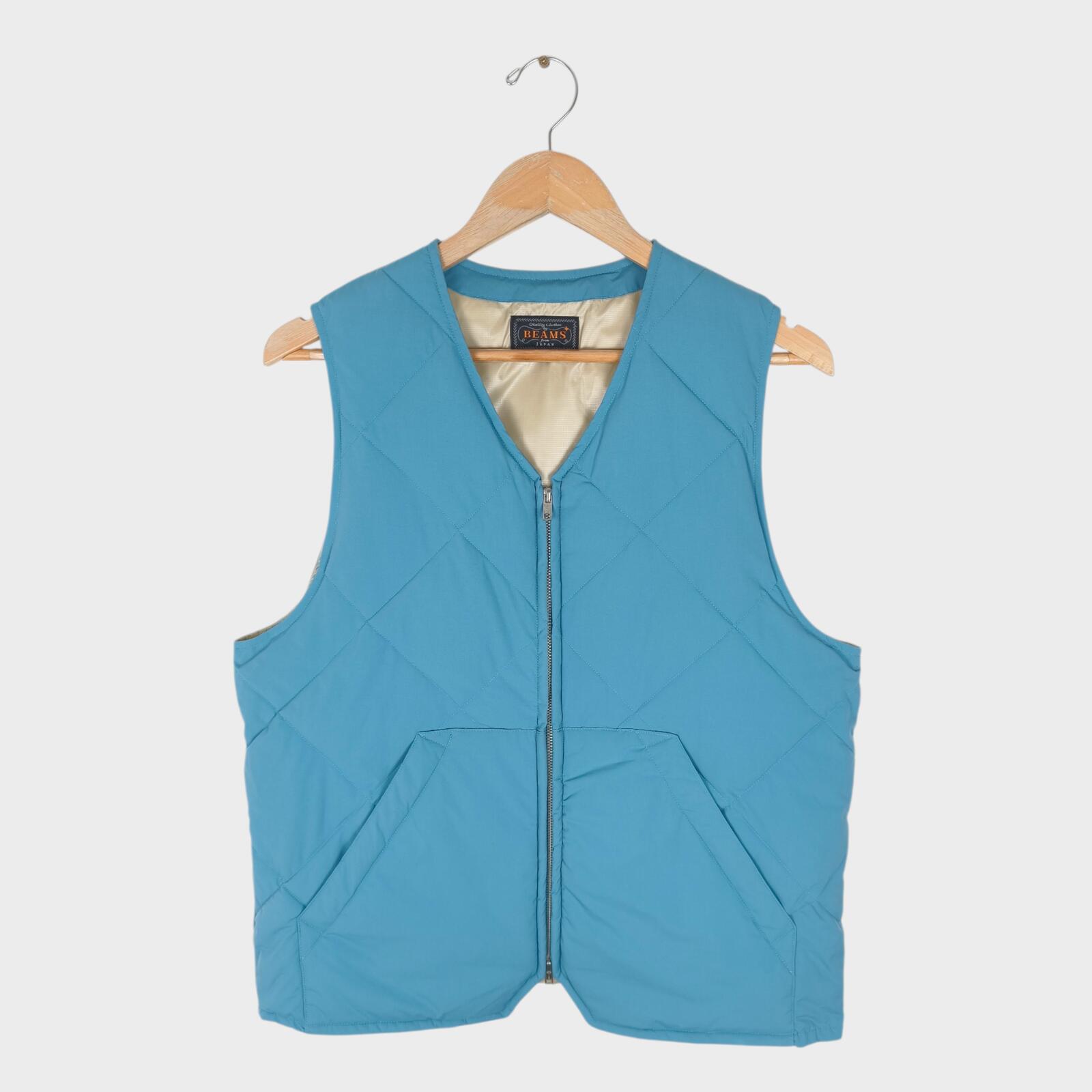 BEAMS PLUS Men's Blue Lightweight Quilted Primaloft Gilet