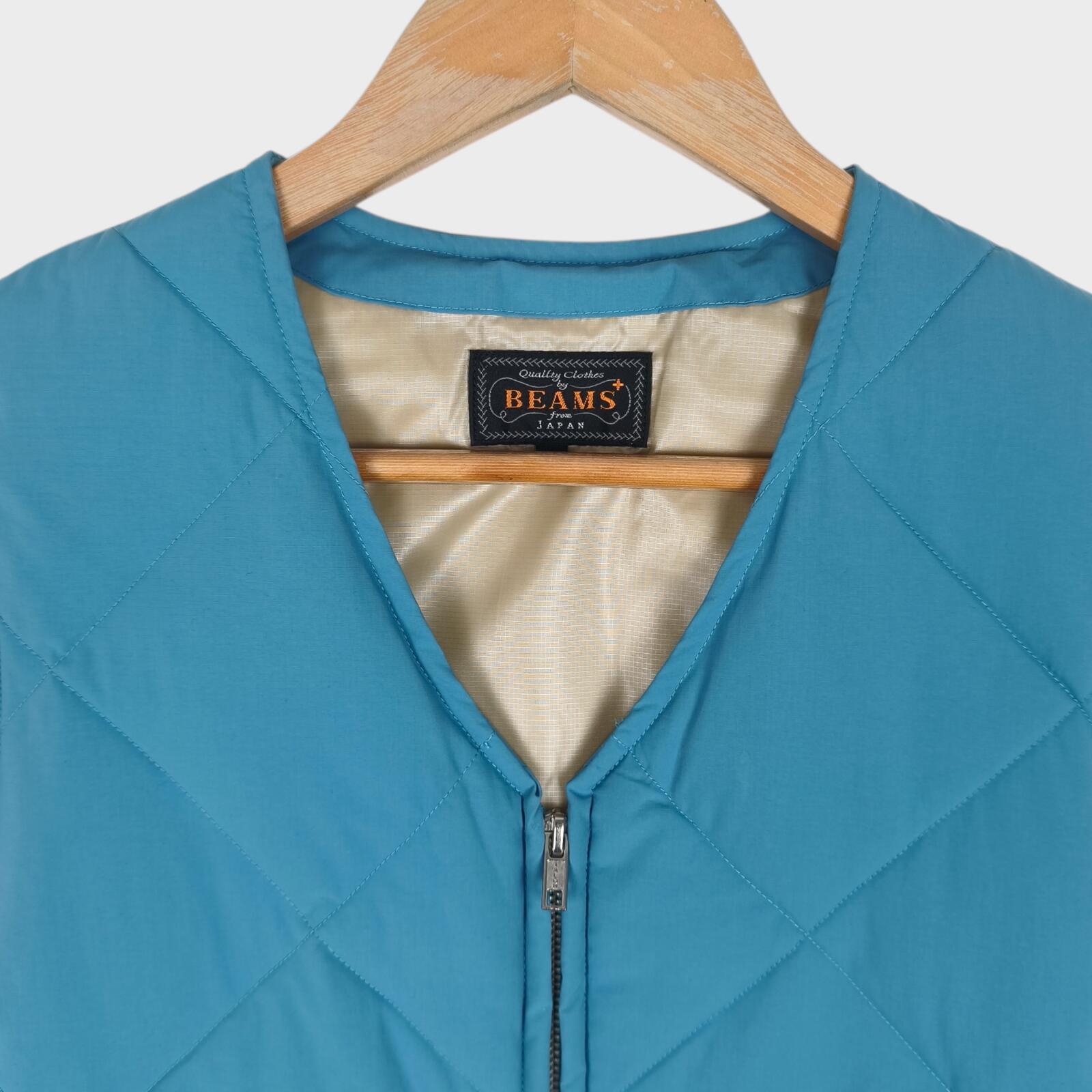 BEAMS PLUS Men's Blue Lightweight Quilted Primaloft Gilet