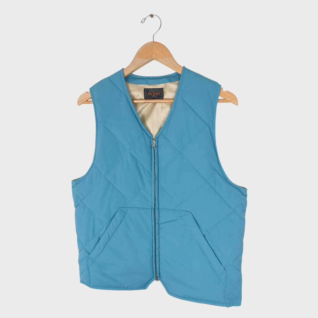 BEAMS PLUS Men's Blue Lightweight Quilted Primaloft Gilet