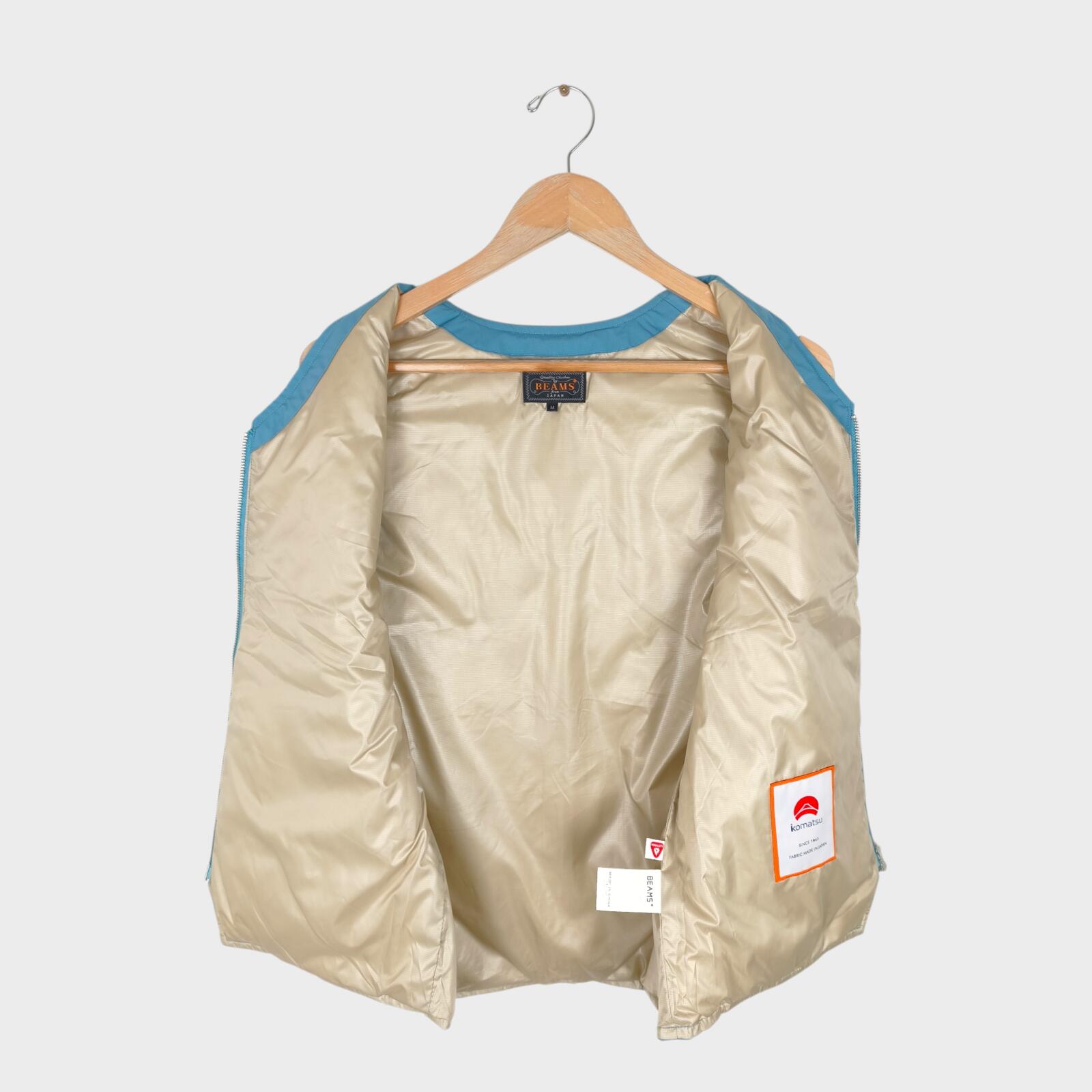 BEAMS PLUS Men's Blue Lightweight Quilted Primaloft Gilet