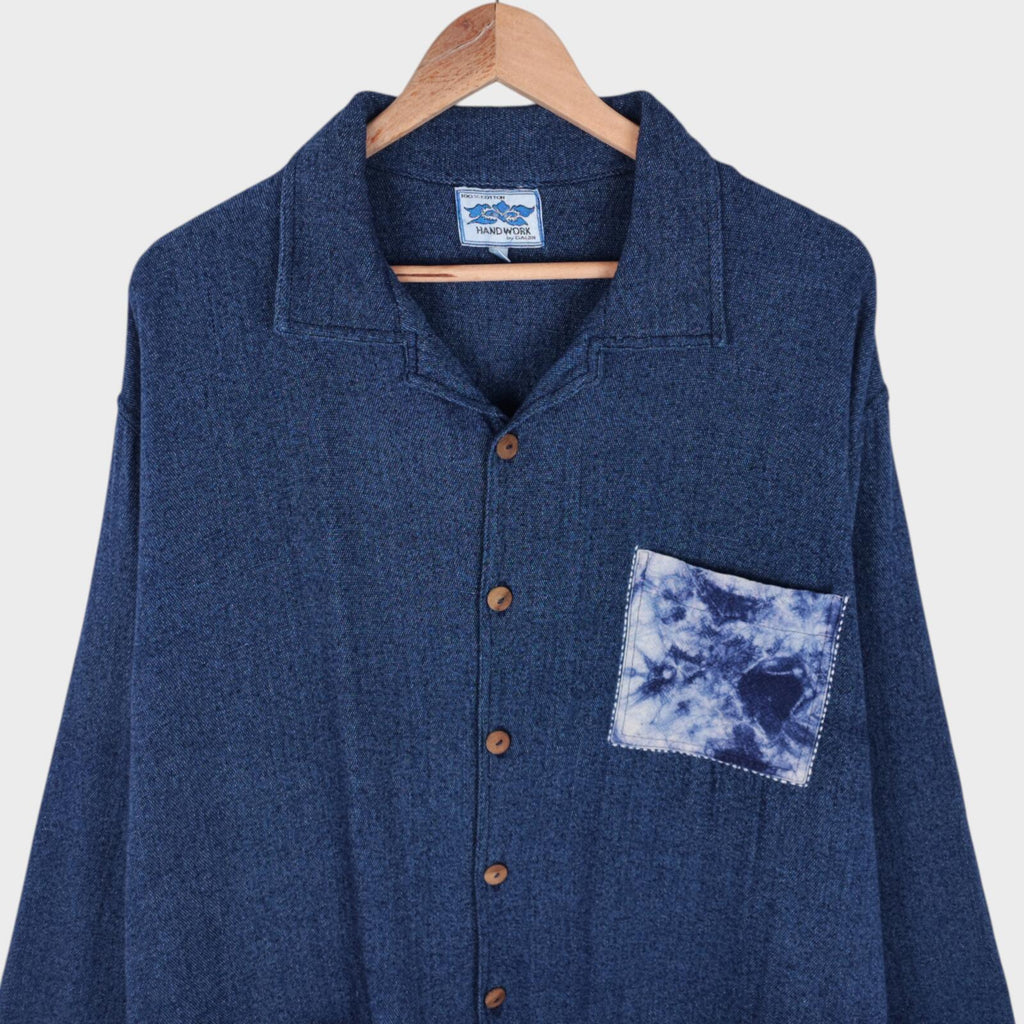GAIJIN MADE Men's Indigo Blue Relaxed Fit Knitted Jacket