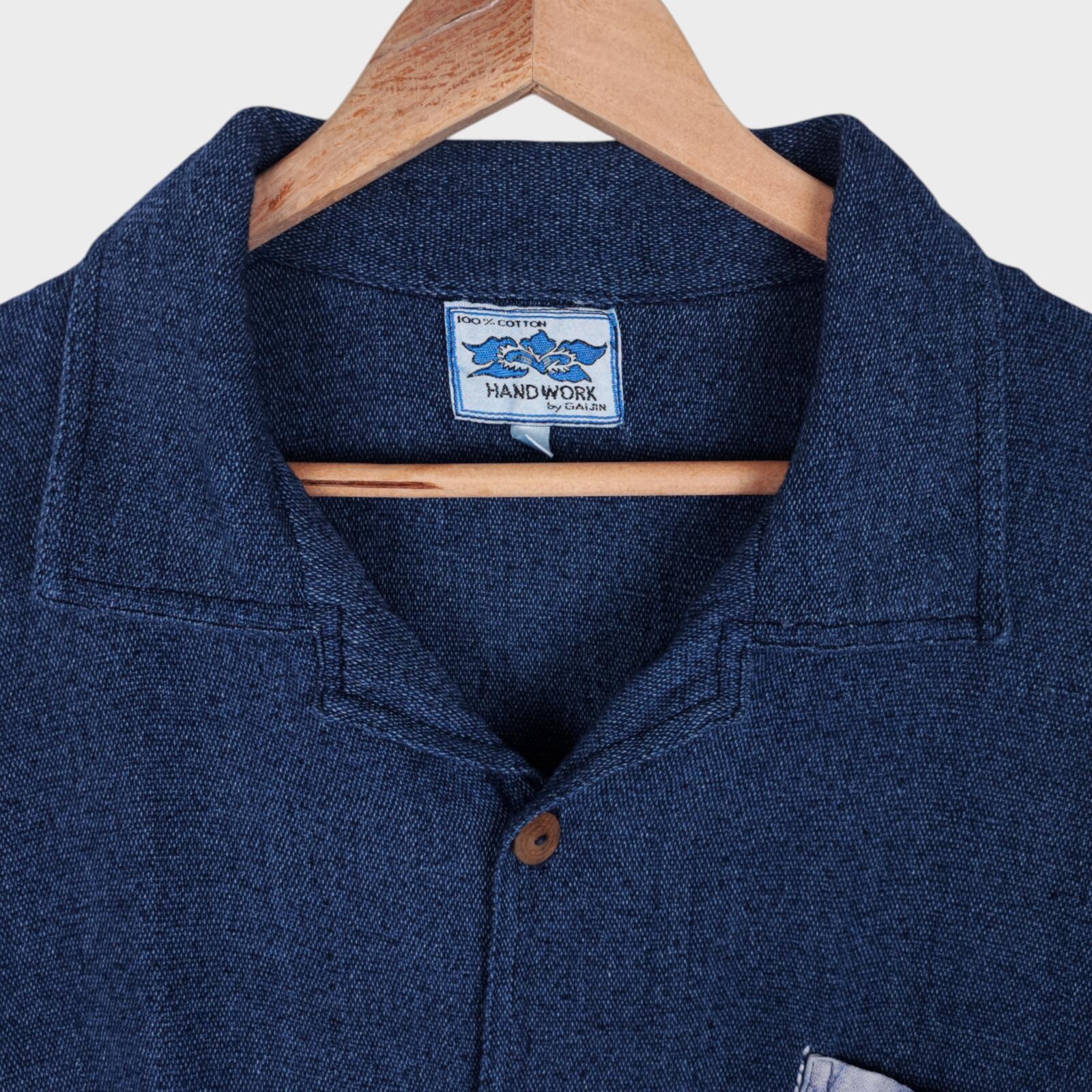 GAIJIN MADE Men's Indigo Blue Relaxed Fit Knitted Jacket
