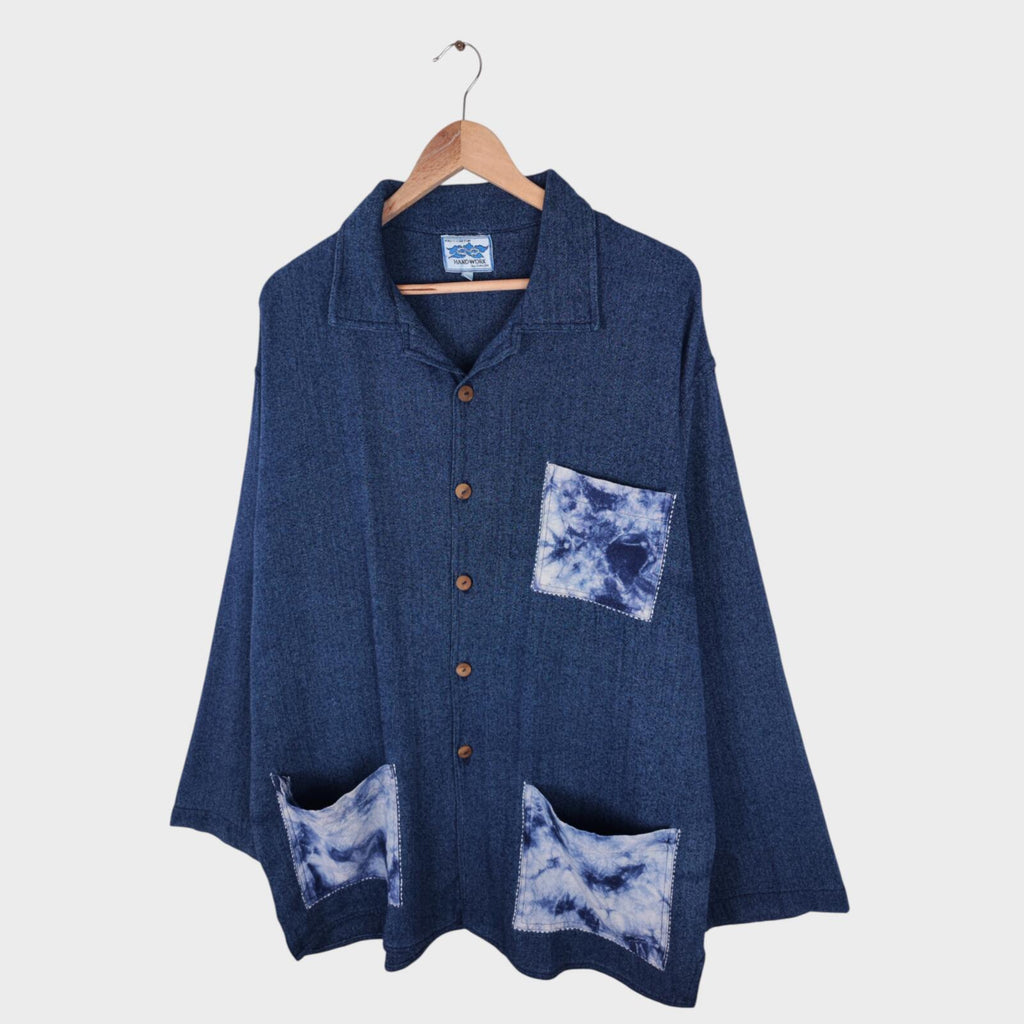 GAIJIN MADE Men's Indigo Blue Relaxed Fit Knitted Jacket