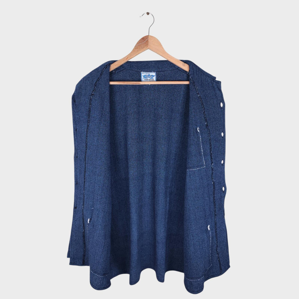 GAIJIN MADE Men's Indigo Blue Relaxed Fit Knitted Jacket