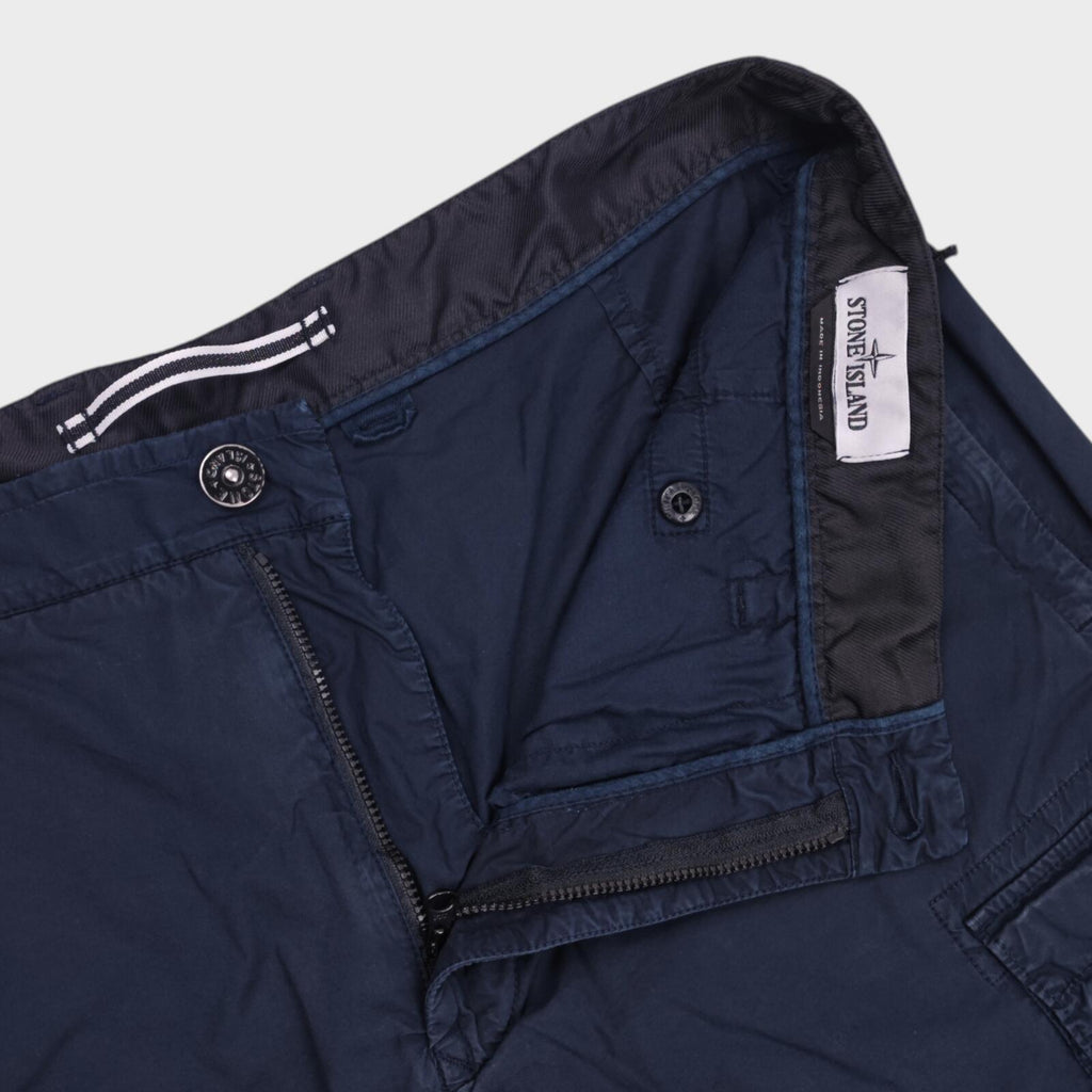 STONE ISLAND Men's Navy Blue Garment Dyed Detachable Badge Cargo Shorts