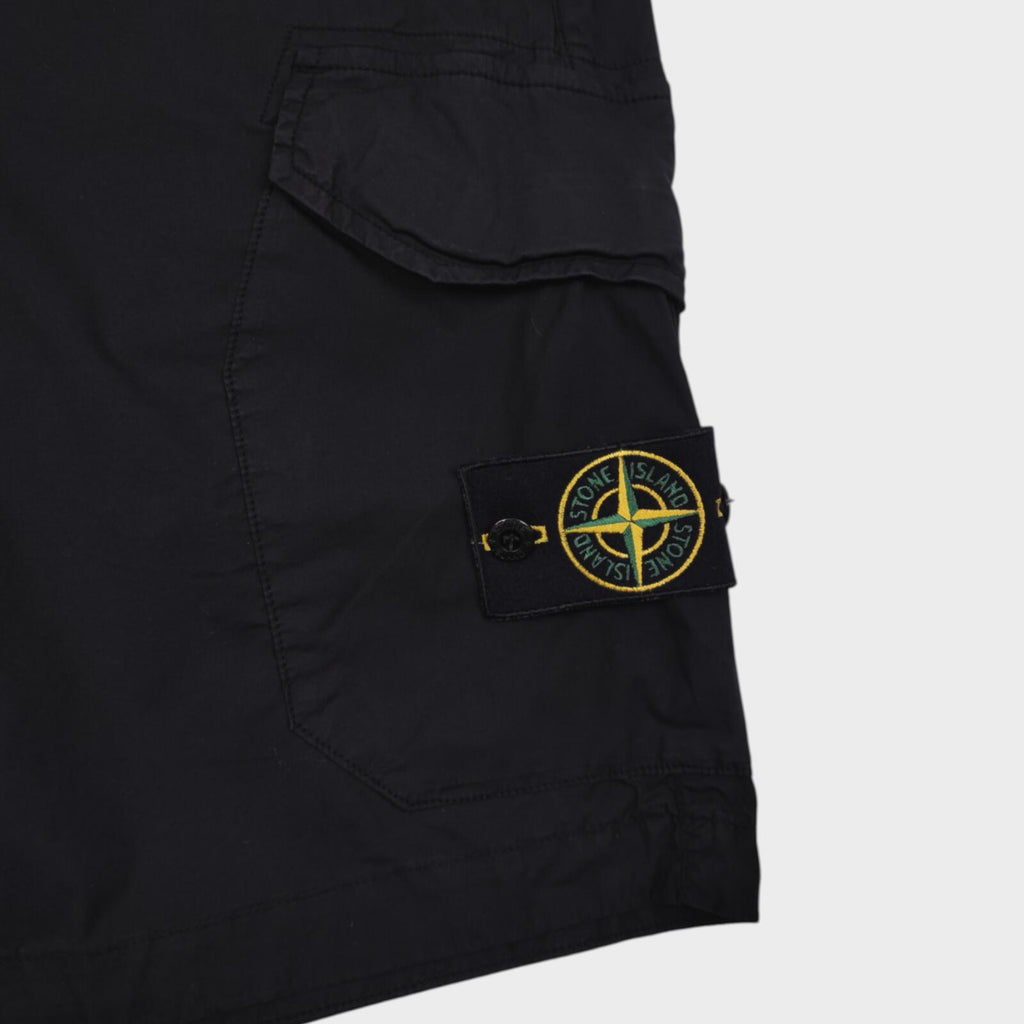 STONE ISLAND Men's Black Garment Dyed Type RE Cargo Shorts