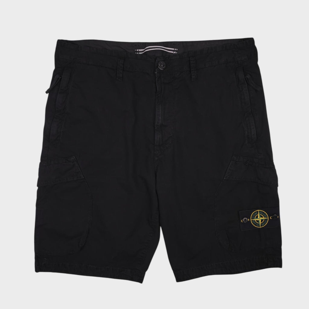 STONE ISLAND Men's Black Garment Dyed Type RE Cargo Shorts