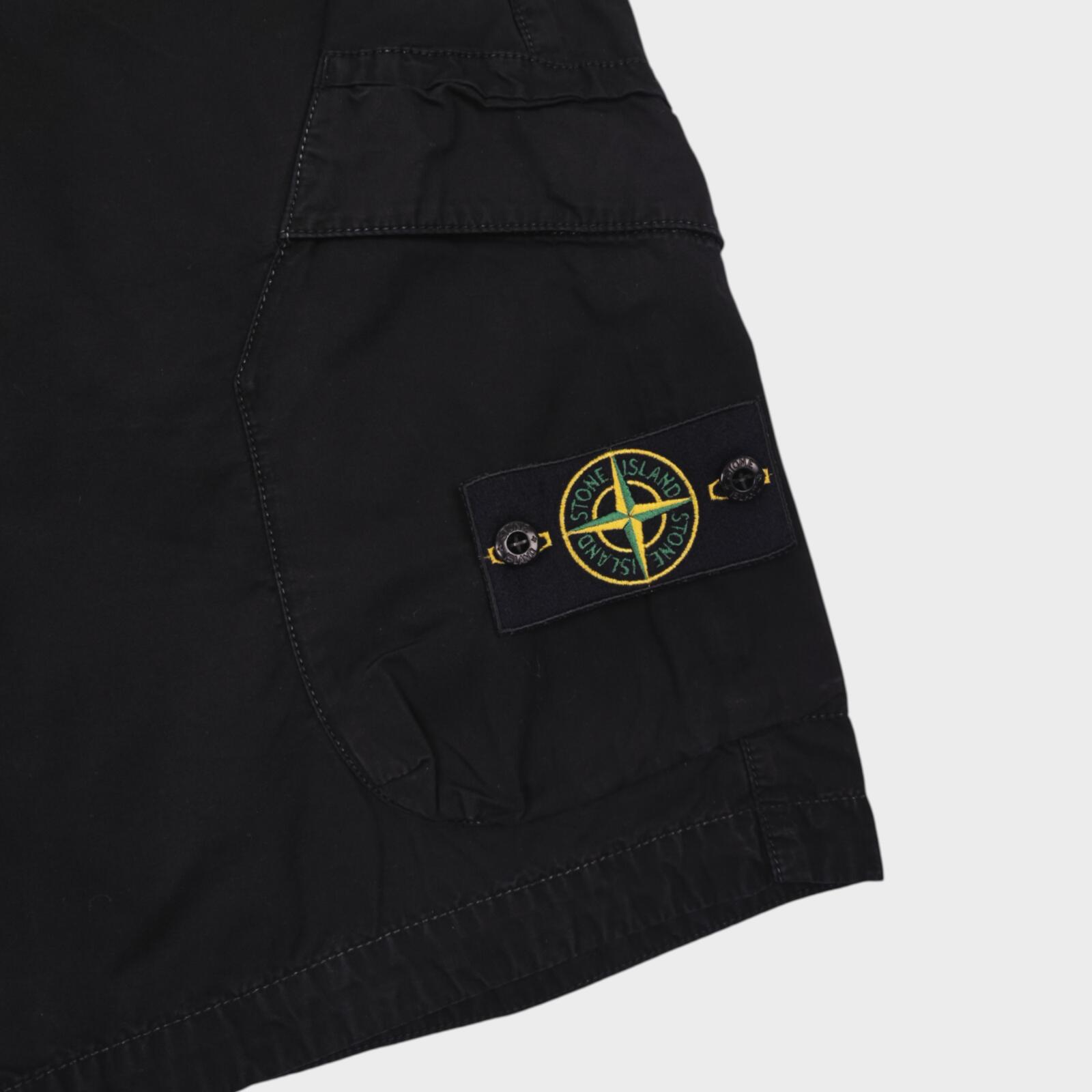 STONE ISLAND Men's Black Garment Dyed Type RE Cargo Shorts