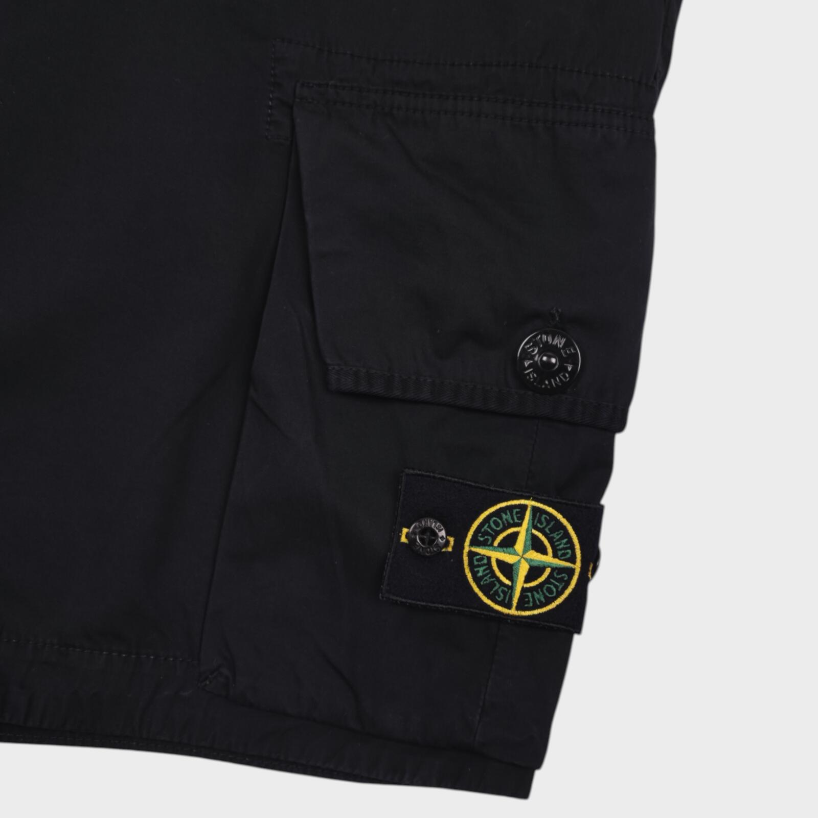STONE ISLAND Men's Black Garment Dyed Type RE Cargo Shorts
