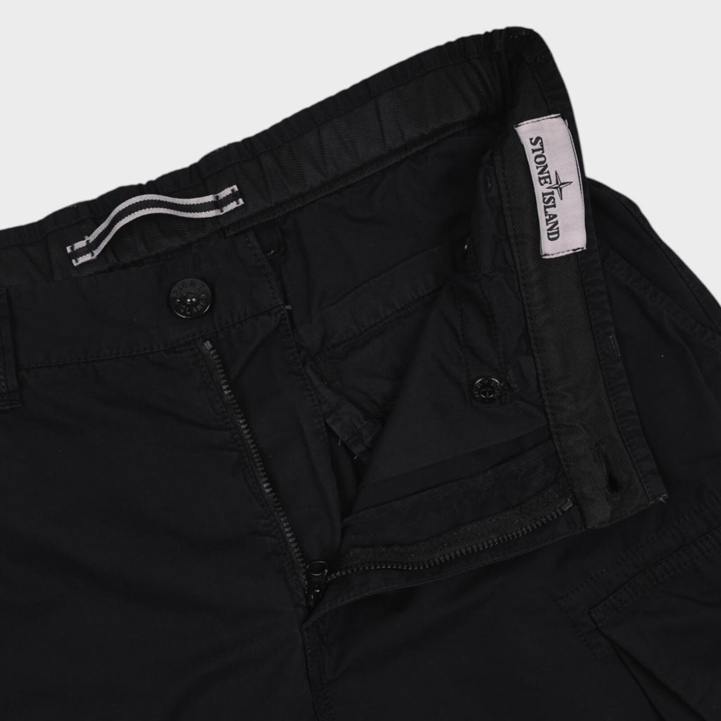 STONE ISLAND Men's Black Garment Dyed Type RE Cargo Shorts