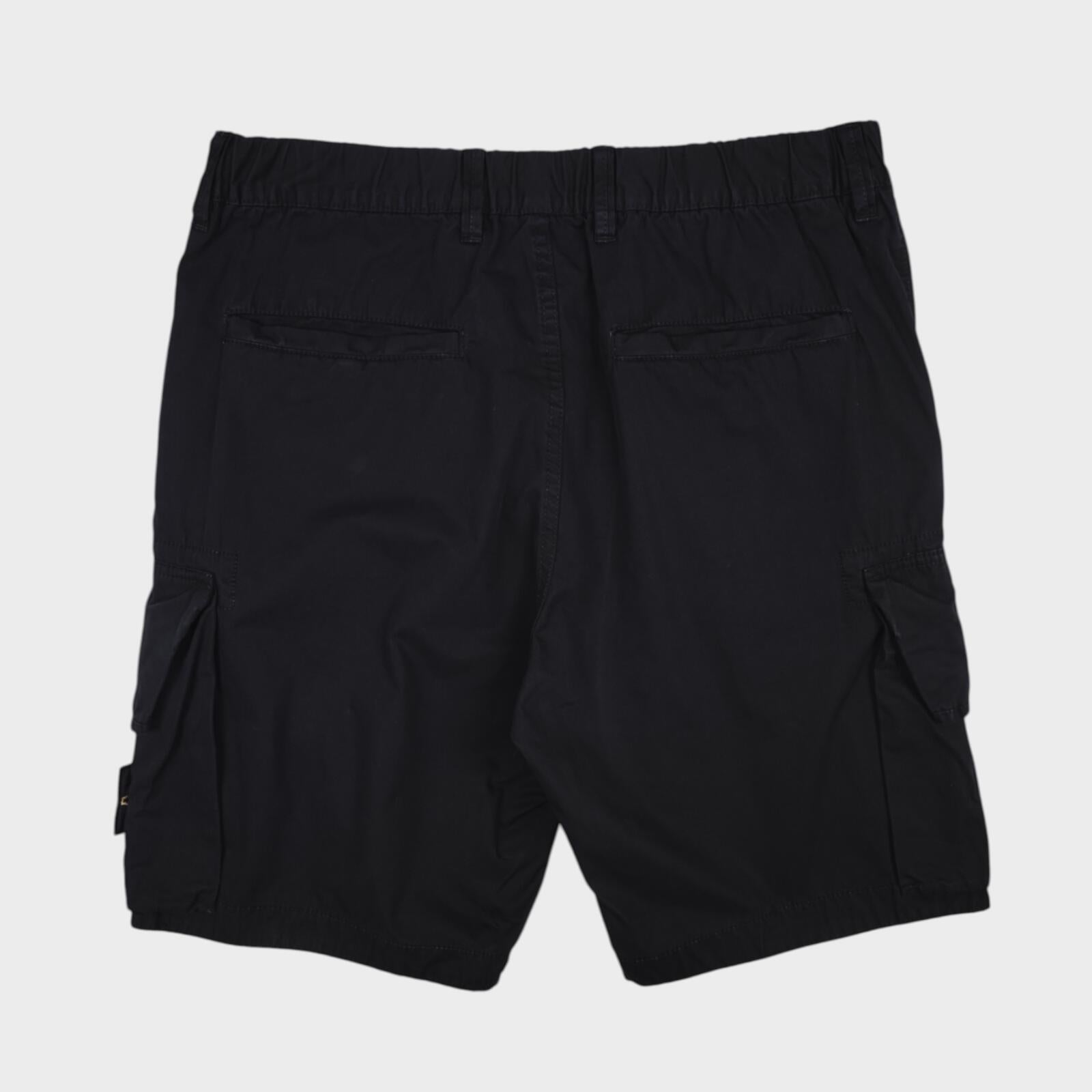 STONE ISLAND Men's Black Garment Dyed Type RE Cargo Shorts