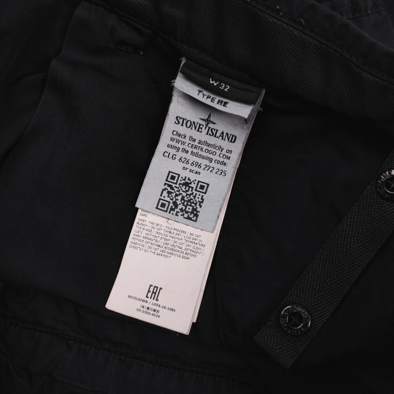 STONE ISLAND Men's Black Garment Dyed Type RE Cargo Shorts
