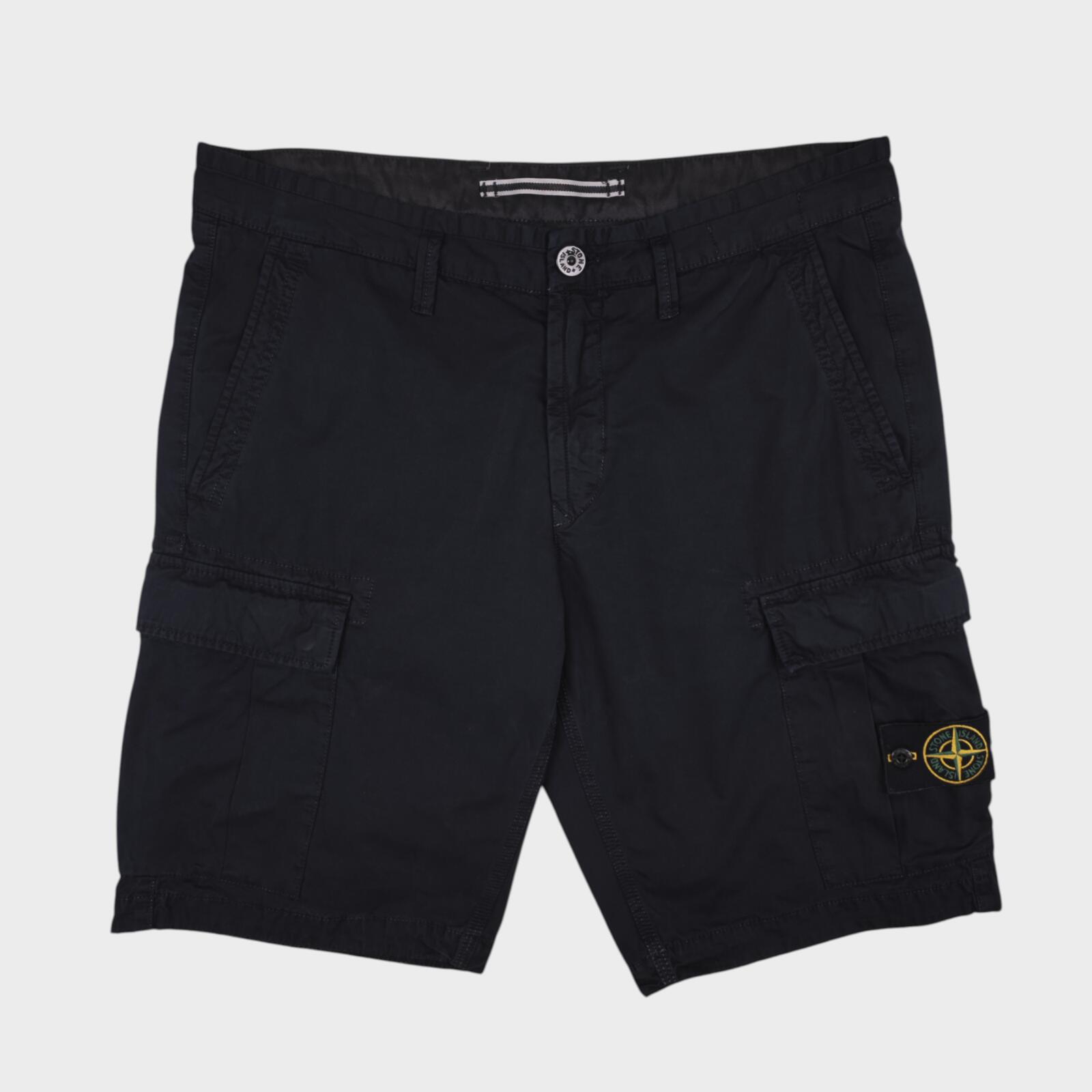 STONE ISLAND Men's Black Garment Dyed Type SL Cargo Shorts