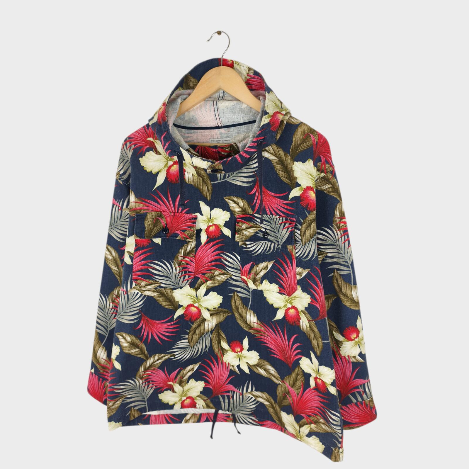 ENGINEERED GARMENTS Men's Java Cloth Floral Cagoule Smock Parka Jacket