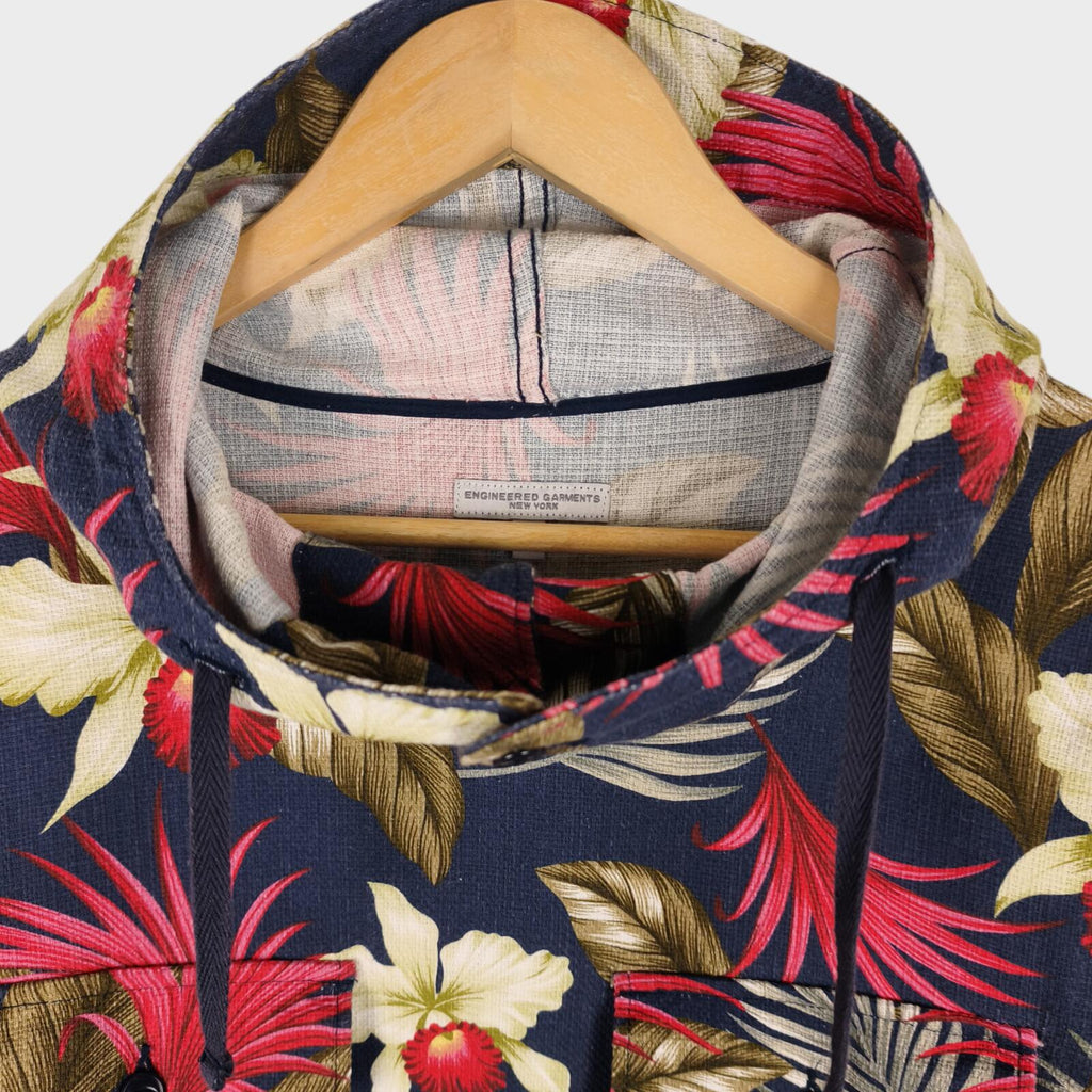 ENGINEERED GARMENTS Men's Java Cloth Floral Cagoule Smock Parka Jacket