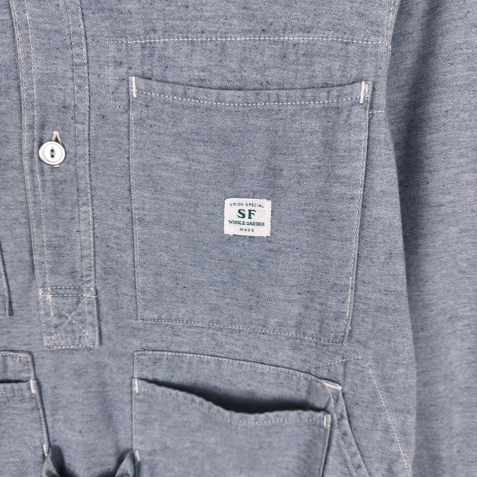 SASSAFRAS Men's Made in Japan Light Blue Utility Overshirt