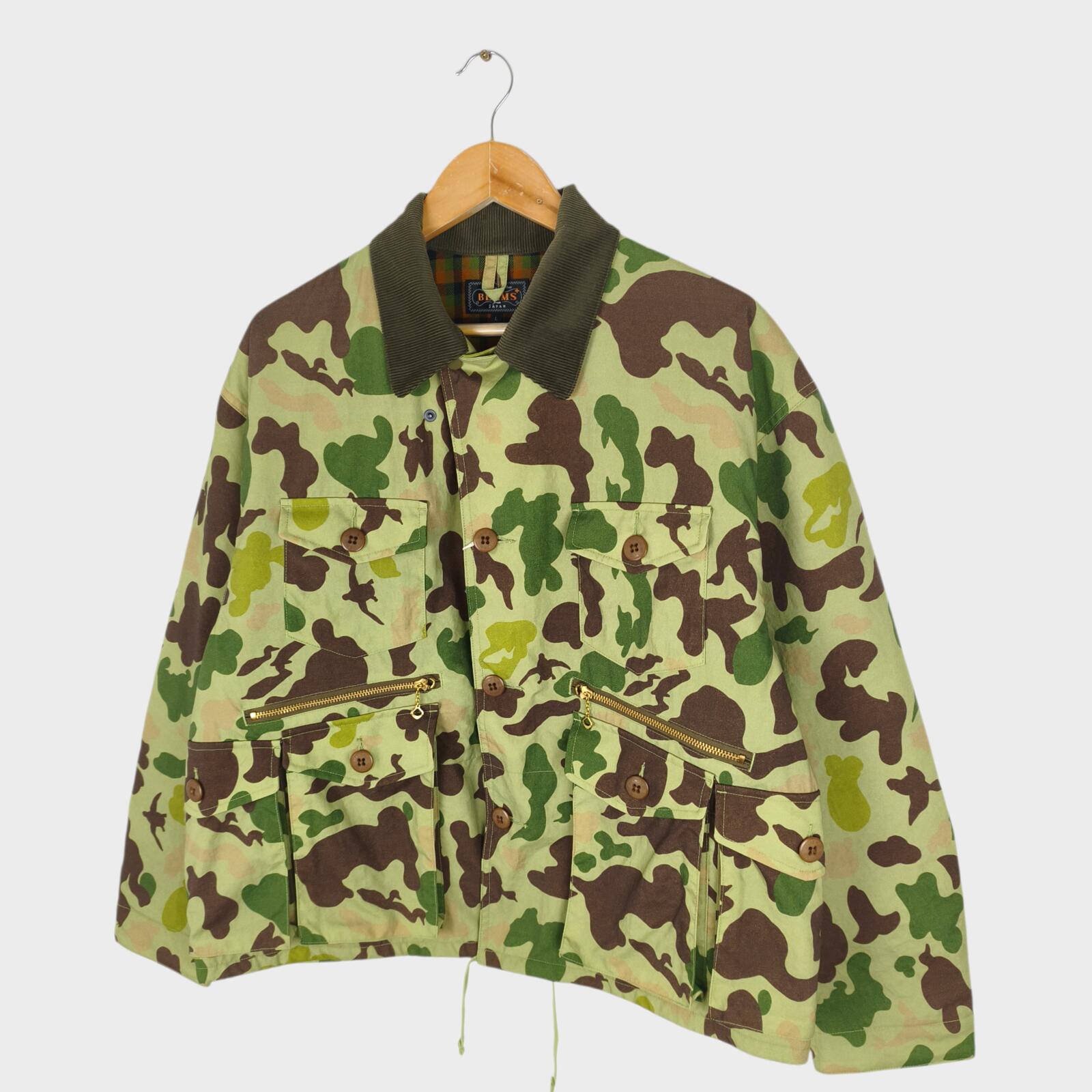 BEAMS PLUS Men's Green Camo Fish Hunting Jacket