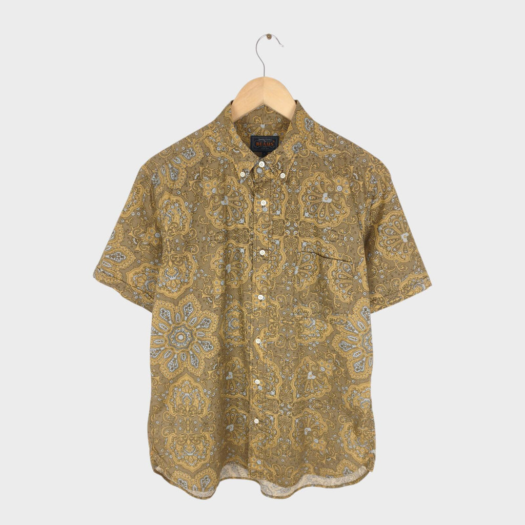BEAMS PLUS Men's Paisley Print Button Down Collar Vacation Shirt