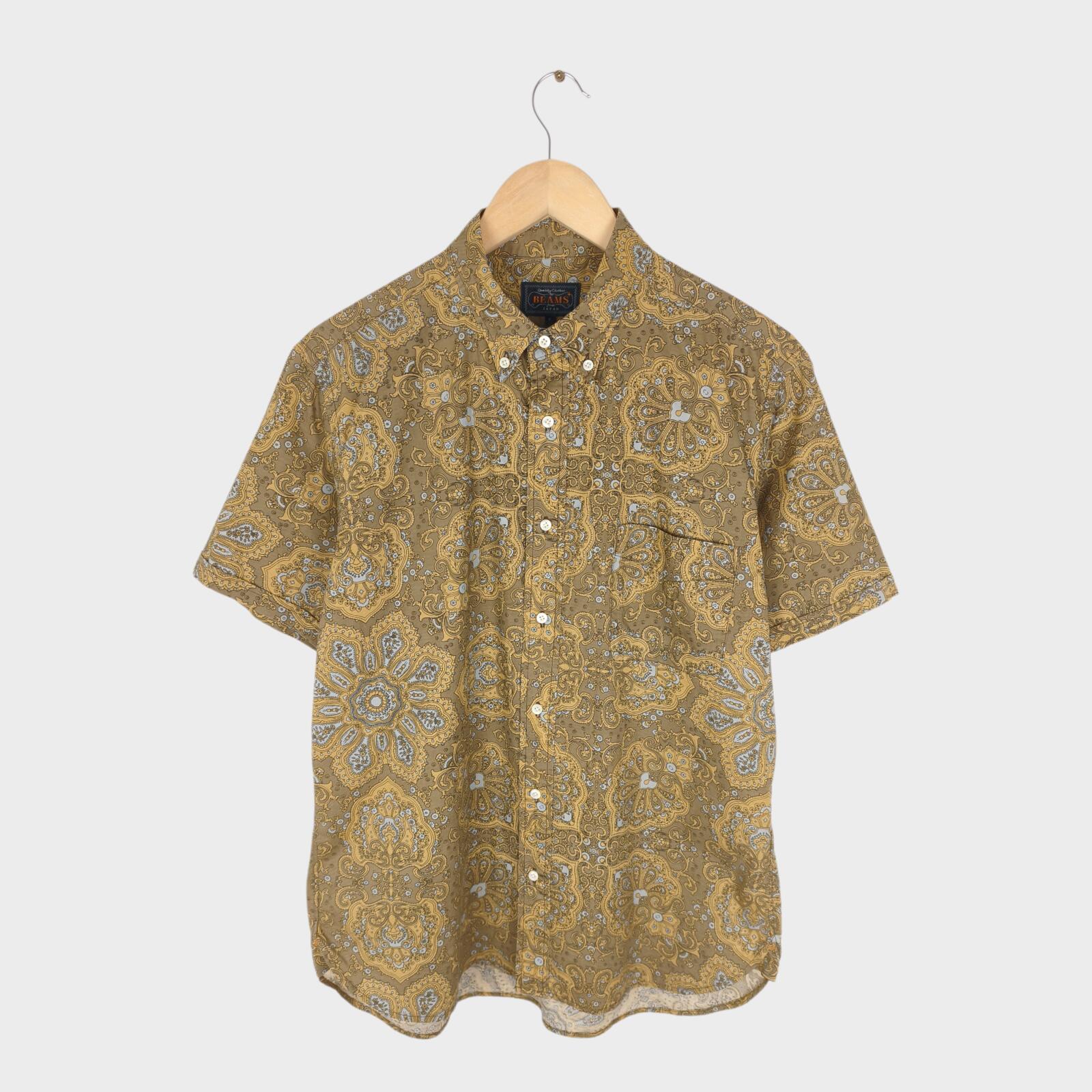 BEAMS PLUS Men's Paisley Print Button Down Collar Vacation Shirt