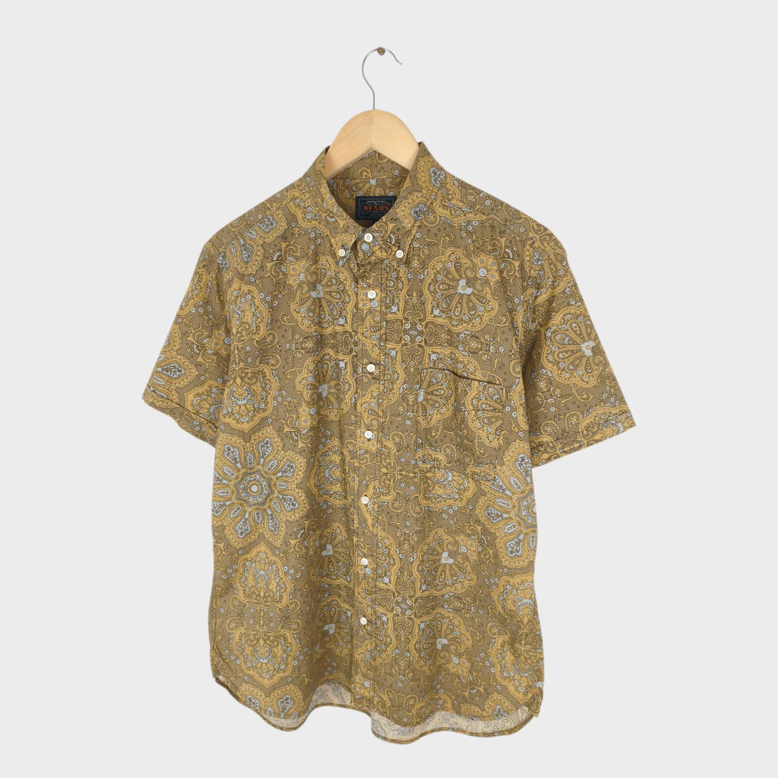 BEAMS PLUS Men's Paisley Print Button Down Collar Vacation Shirt