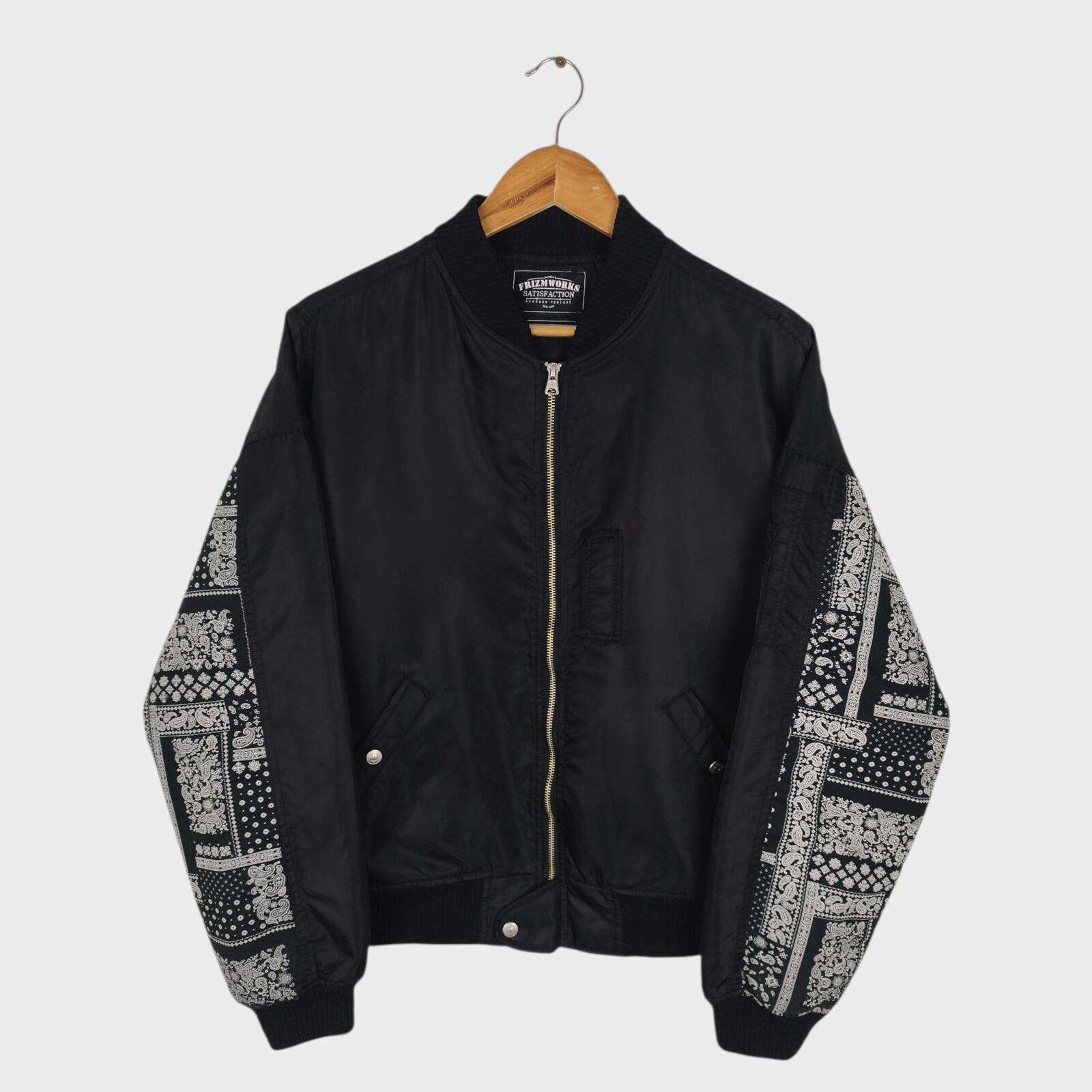 FRIZMWORKS Men's Black Paisley MA-1 Flight Bomber Jacket