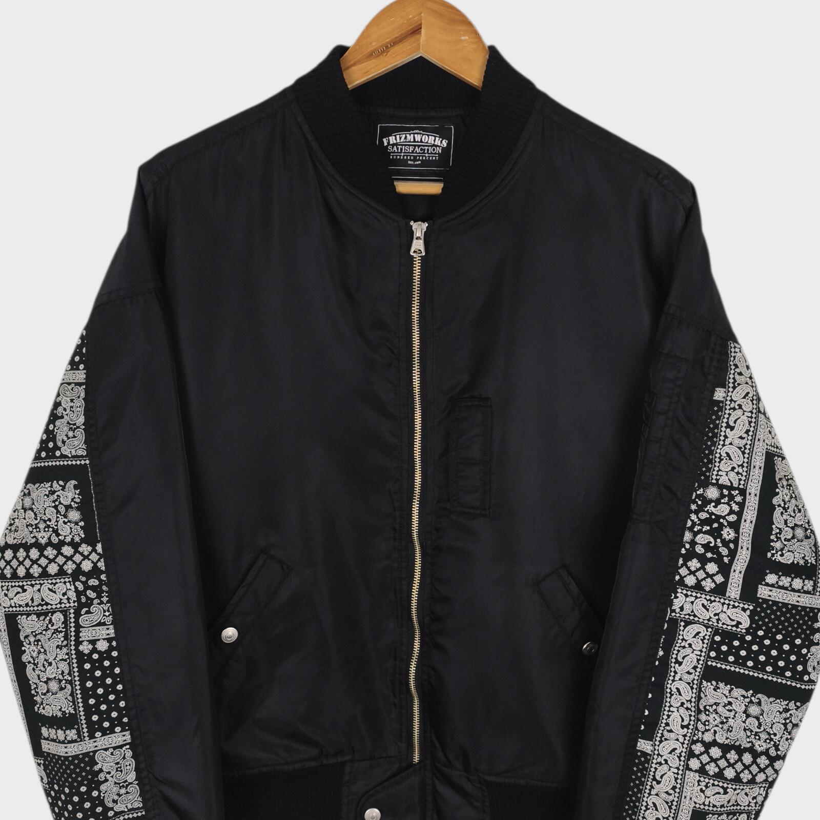 FRIZMWORKS Men's Black Paisley MA-1 Flight Bomber Jacket