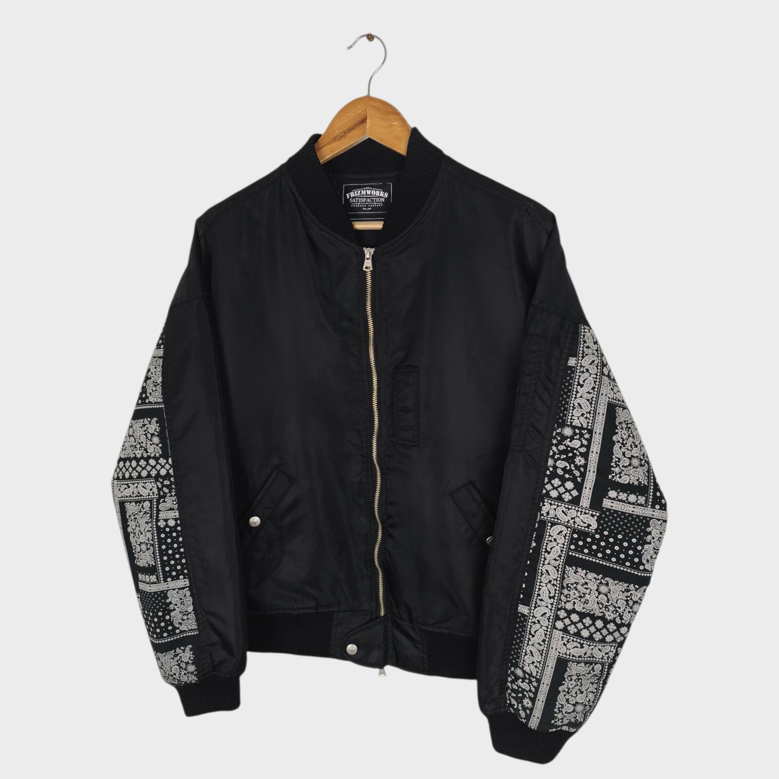 FRIZMWORKS Men's Black Paisley MA-1 Flight Bomber Jacket