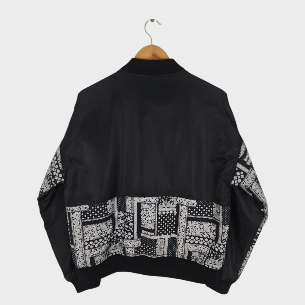 FRIZMWORKS Men's Black Paisley MA-1 Flight Bomber Jacket