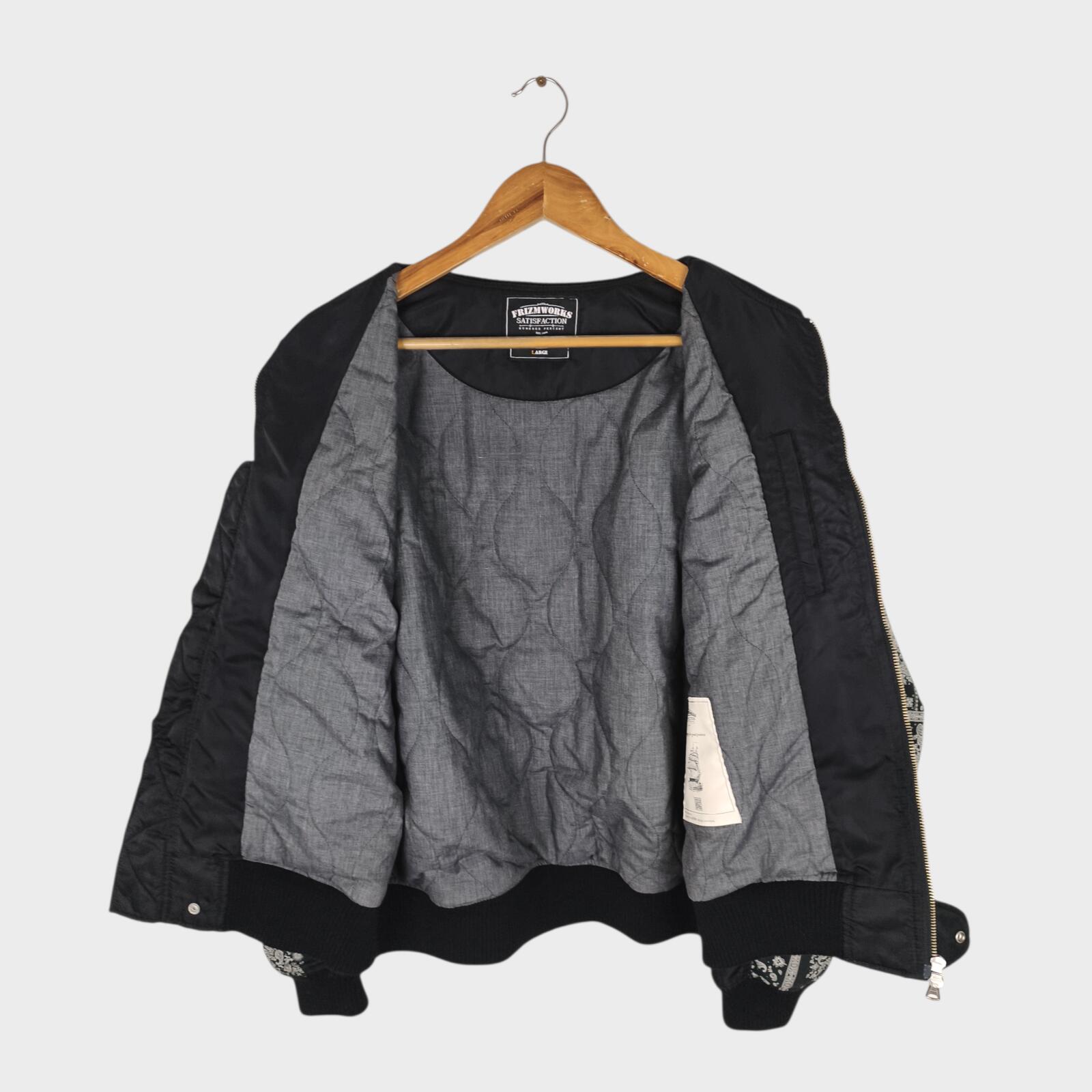 FRIZMWORKS Men's Black Paisley MA-1 Flight Bomber Jacket