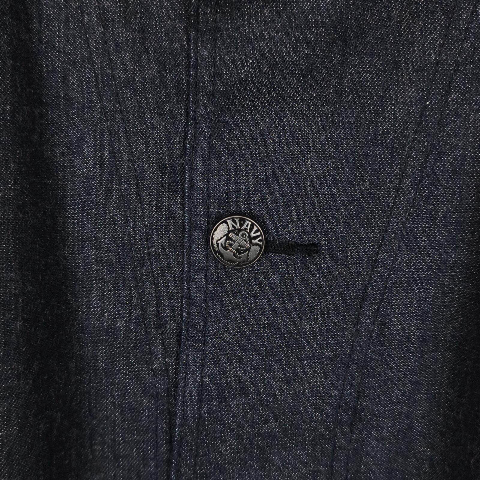 BUZZ RICKSON Men's Made in Japan WW2 USN Blue Denim Shawl Collar Chore Jacket