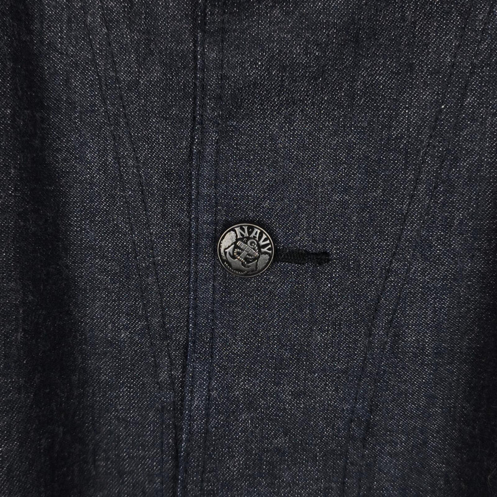 BUZZ RICKSON Men's Made in Japan WW2 USN Blue Denim Shawl Collar Chore Jacket
