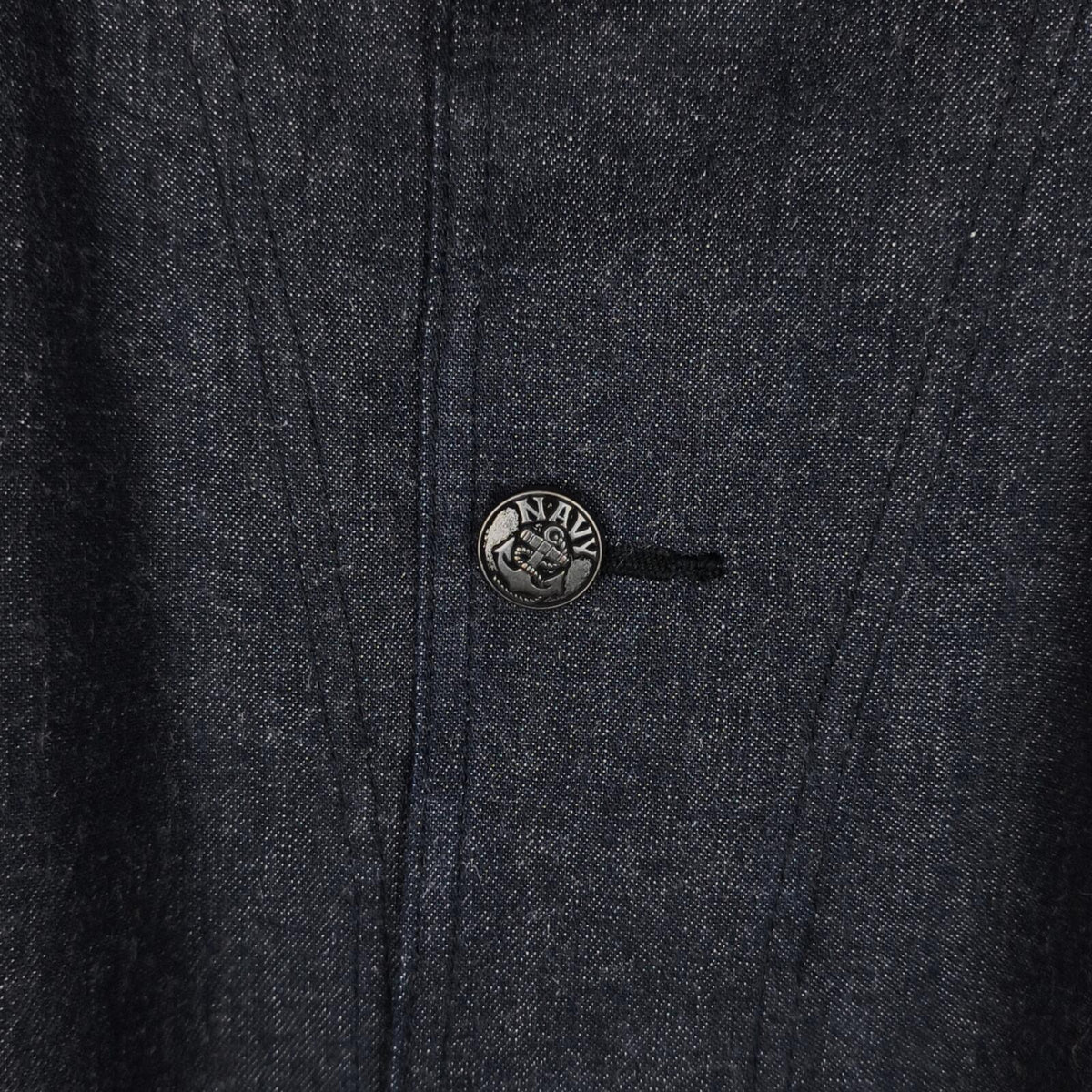 BUZZ RICKSON Men's Made in Japan WW2 USN Blue Denim Shawl Collar Chore Jacket