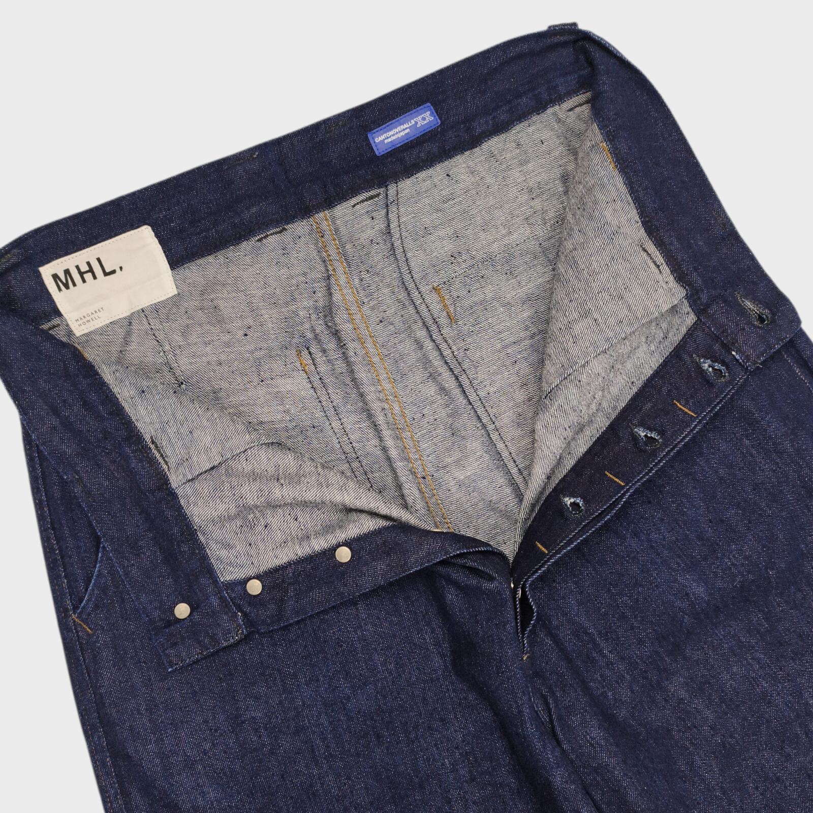 MHL MARGARET HOWELL Men's Blue Made in Japan Canton Overalls High Waist Jeans