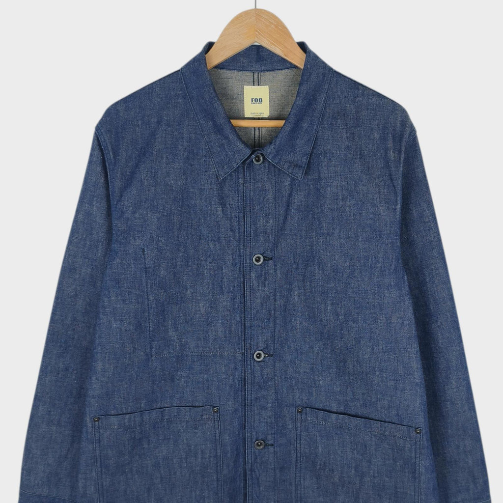FOB FACTORY Men's Made in Japan Blue Denim Chore Jacket