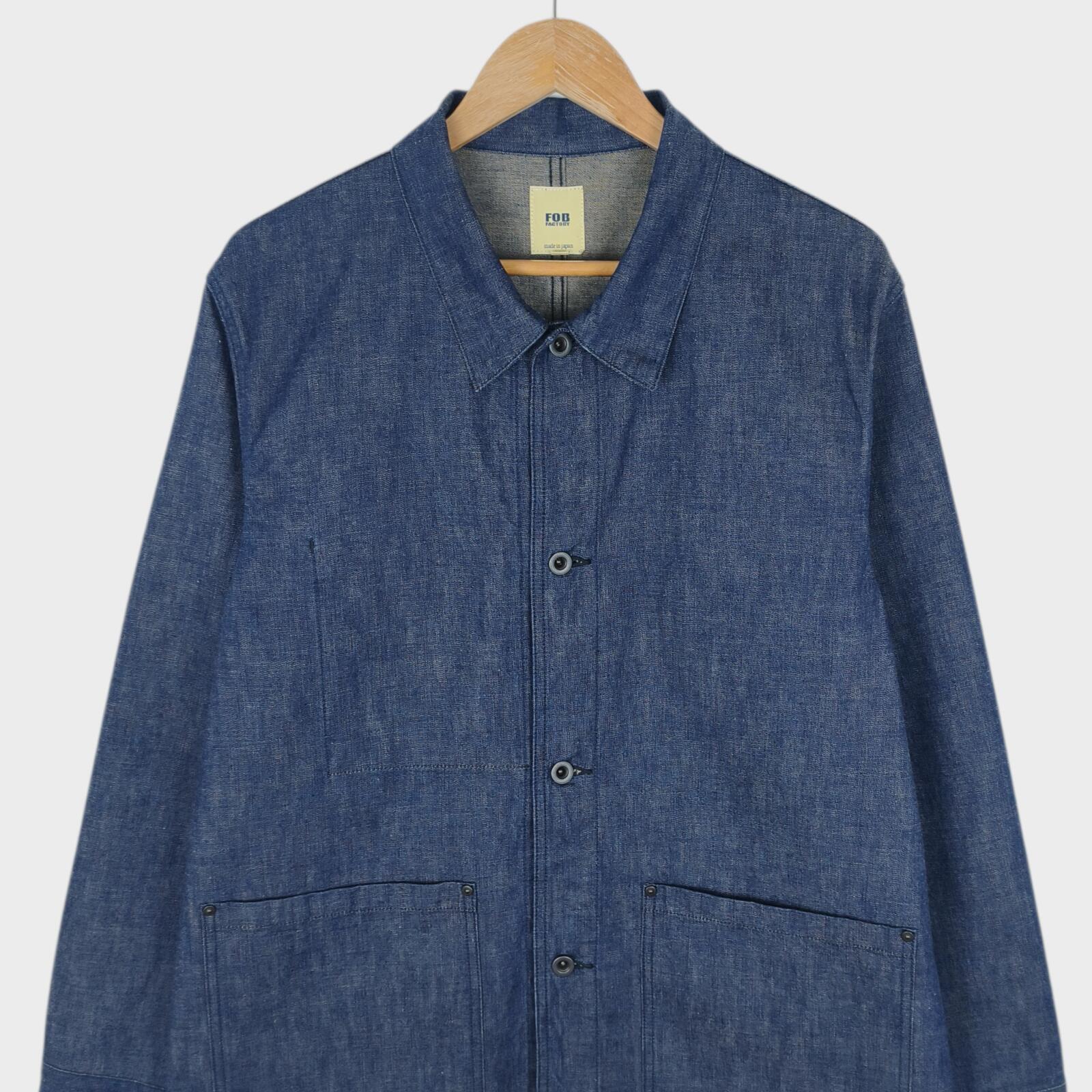 FOB FACTORY Men's Made in Japan Blue Denim Chore Jacket