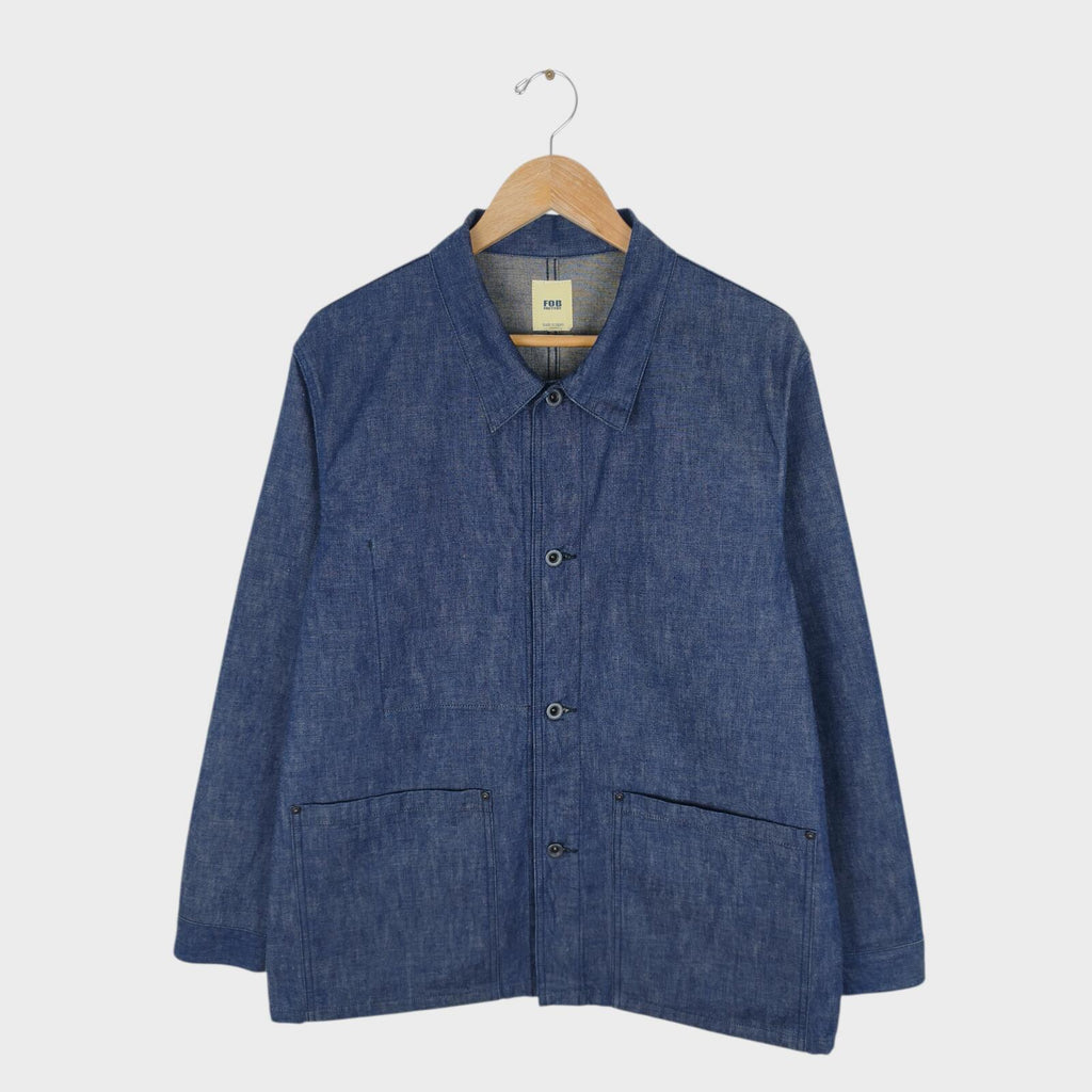 FOB FACTORY Men's Made in Japan Blue Denim Chore Jacket