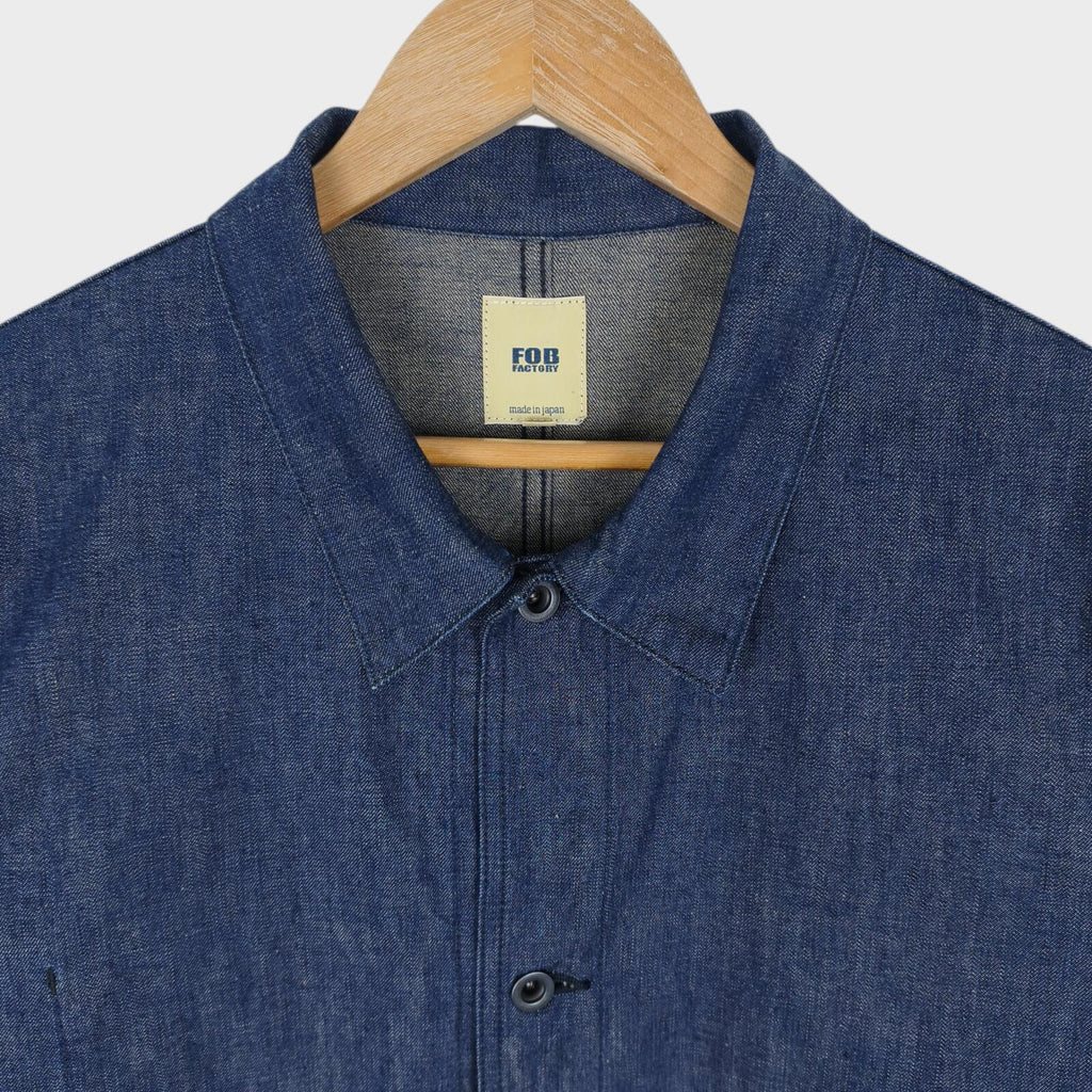 FOB FACTORY Men's Made in Japan Blue Denim Chore Jacket
