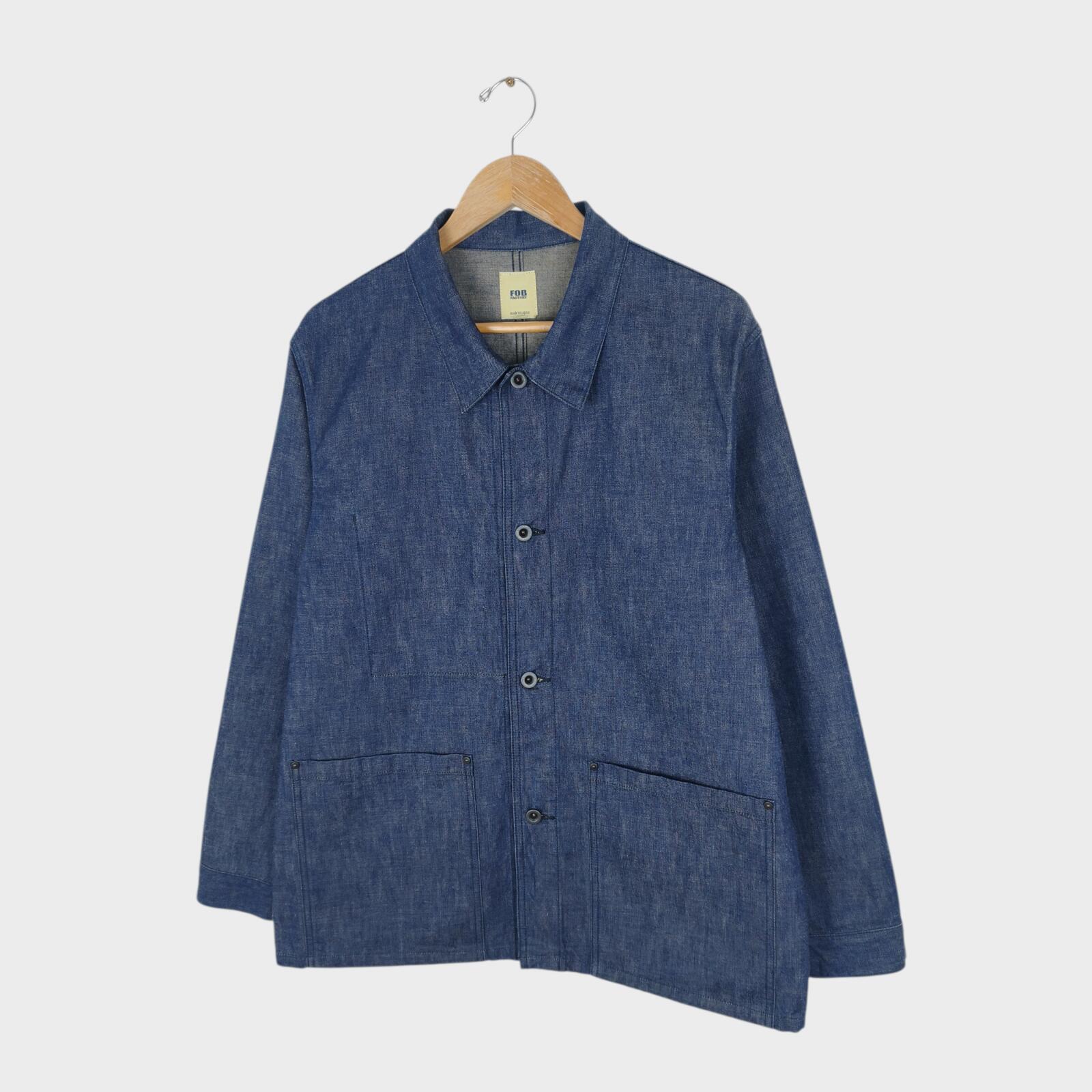 FOB FACTORY Men's Made in Japan Blue Denim Chore Jacket