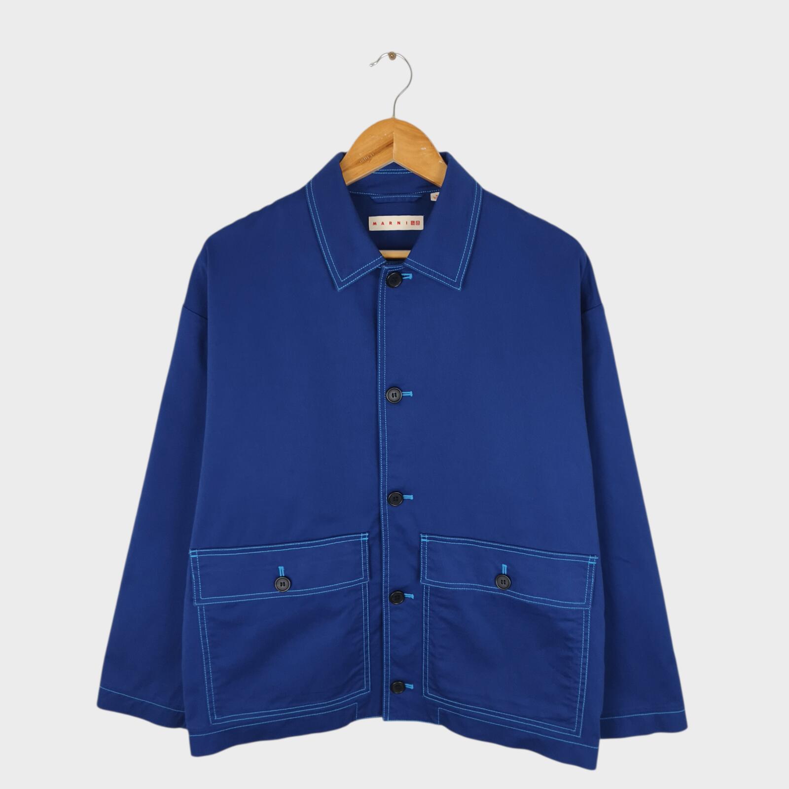 MARNI x UNIQLO Men's Blue Cotton Twill Utility Chore Jacket