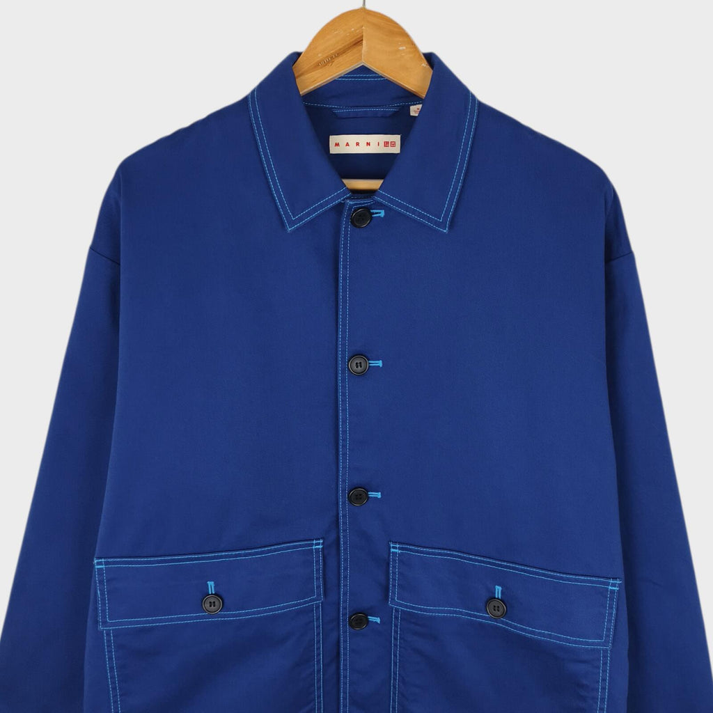MARNI x UNIQLO Men's Blue Cotton Twill Utility Chore Jacket