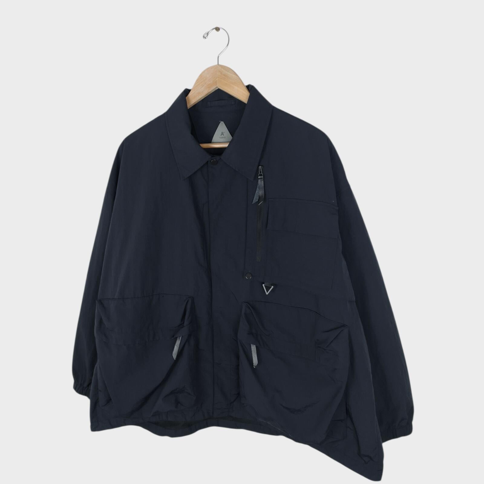 A+ TOKYO Men's Dark Navy Made in Japan Nylon Pertex Utility Jacket