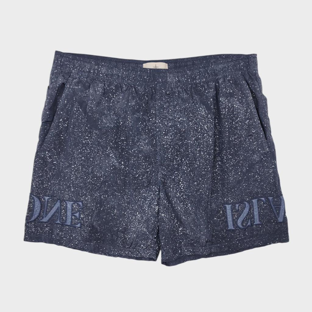 STONE ISLAND Men's Navy Nylon Metal Fleck Embroidered Logo Swim Shorts