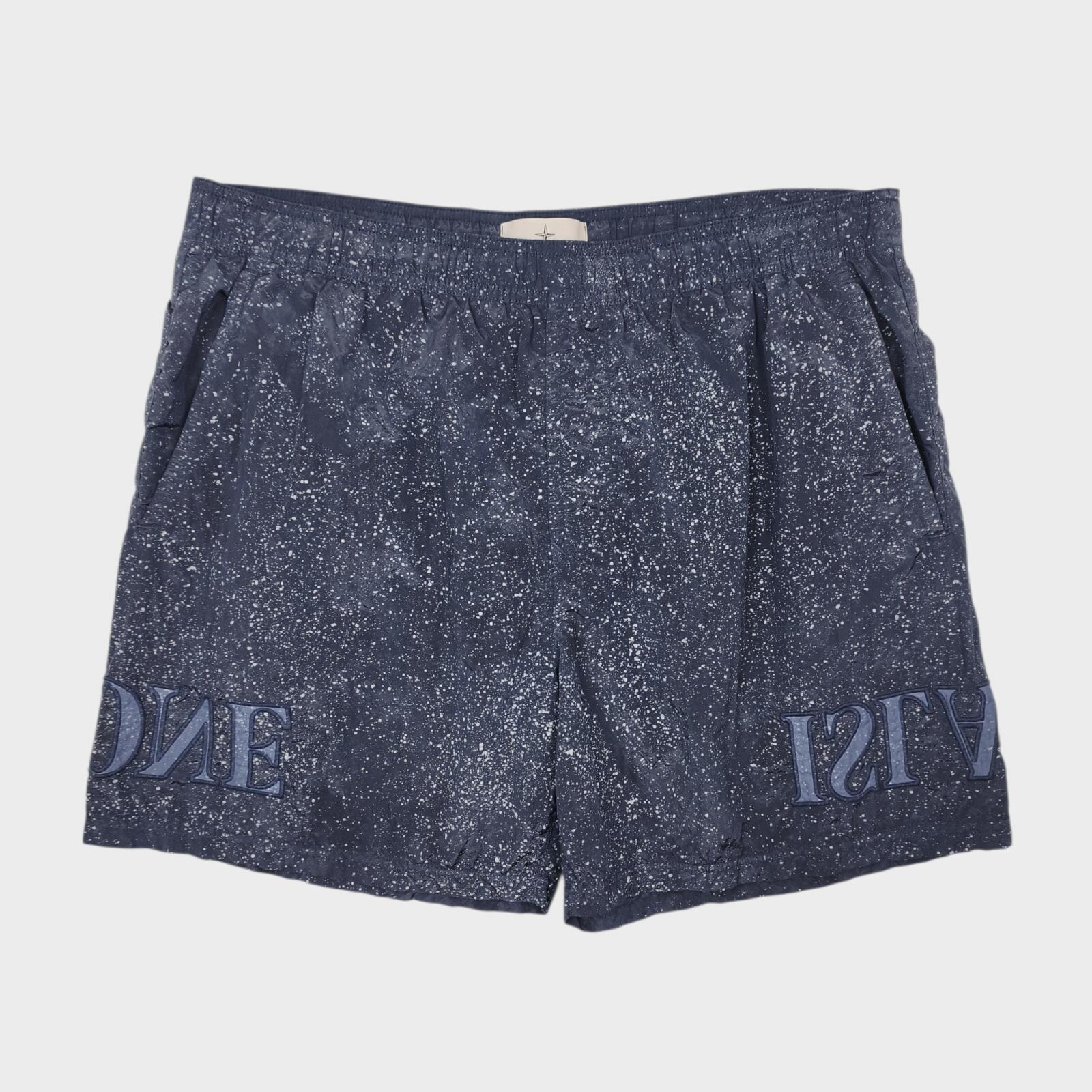 STONE ISLAND Men's Navy Nylon Metal Fleck Embroidered Logo Swim Shorts
