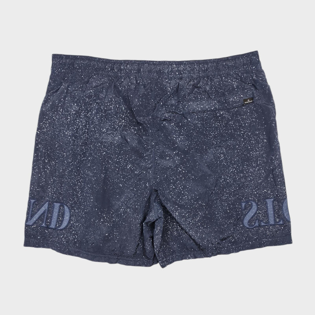 STONE ISLAND Men's Navy Nylon Metal Fleck Embroidered Logo Swim Shorts