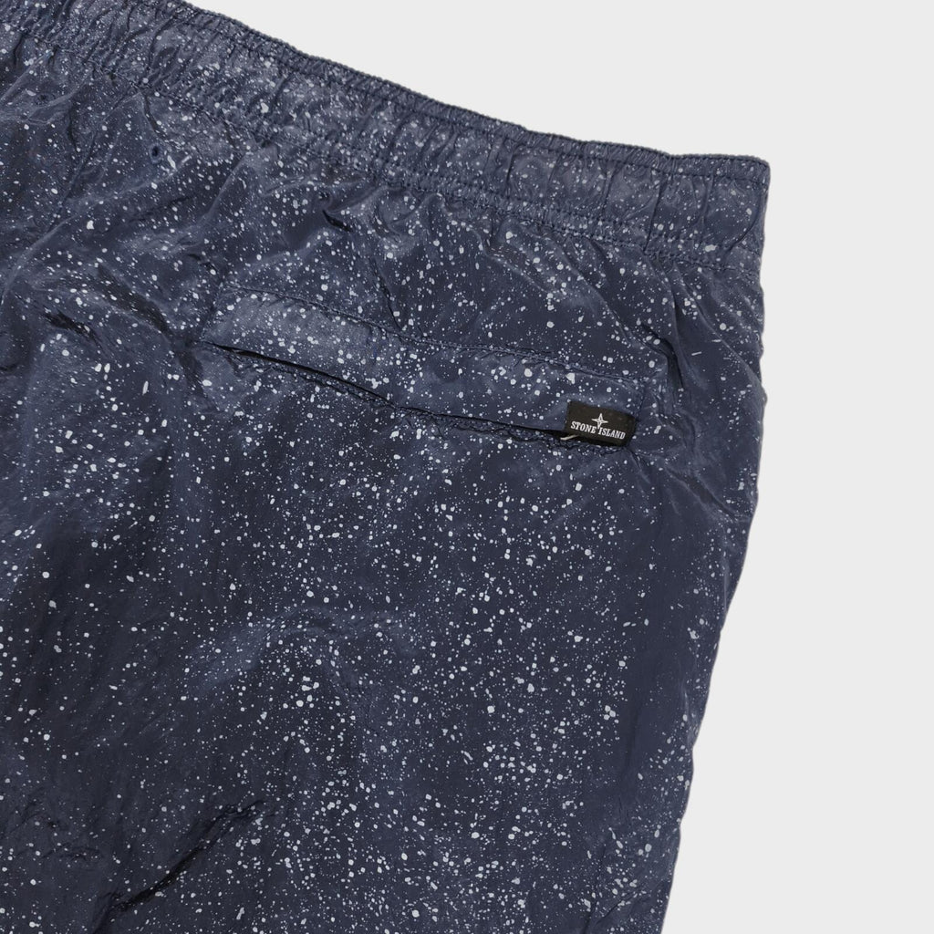 STONE ISLAND Men's Navy Nylon Metal Fleck Embroidered Logo Swim Shorts