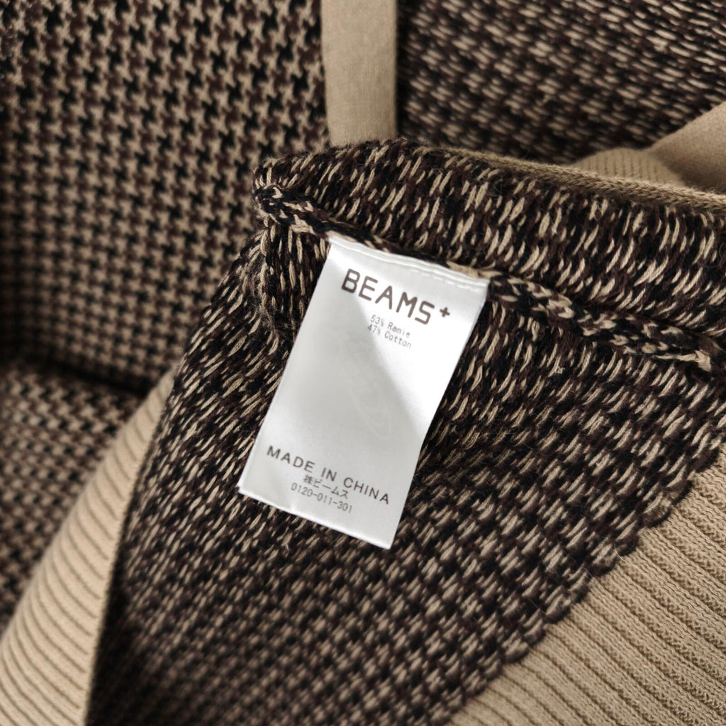 BEAMS PLUS Men's Ramie/Cotton Knitted Dogtooth Vest