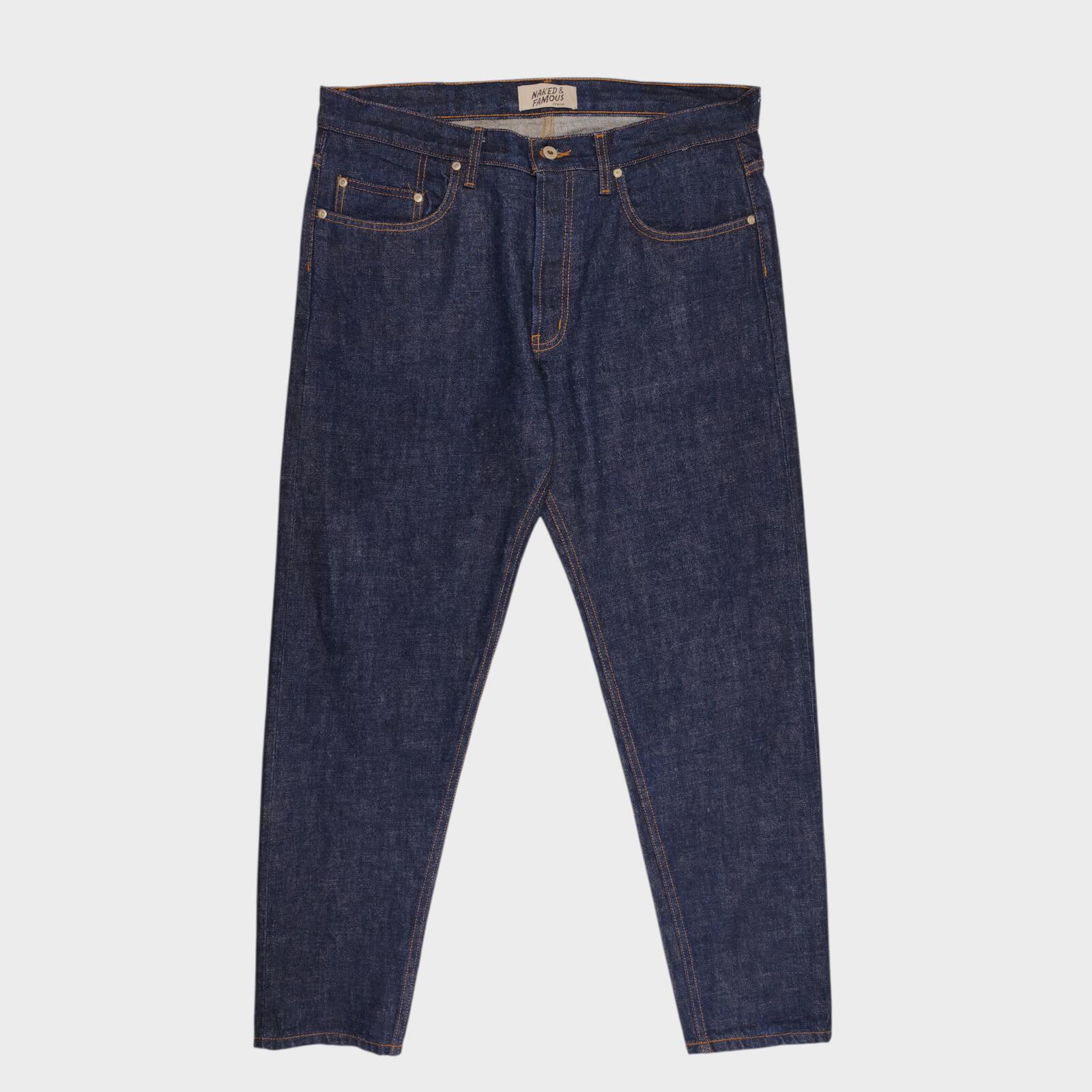 NAKED & FAMOUS Men's Dirty Fade Selvedge Easy Guy Japanese Denim Jeans