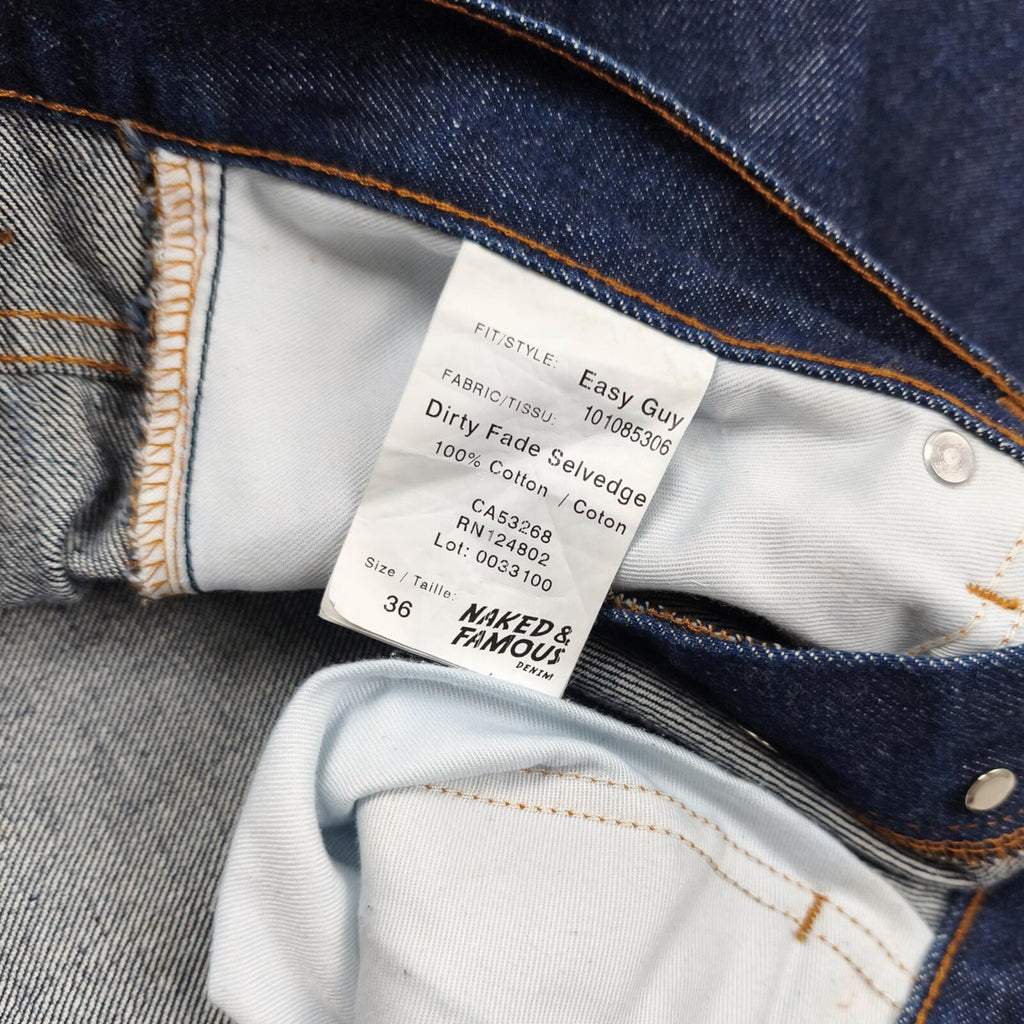NAKED & FAMOUS Men's Dirty Fade Selvedge Easy Guy Japanese Denim Jeans