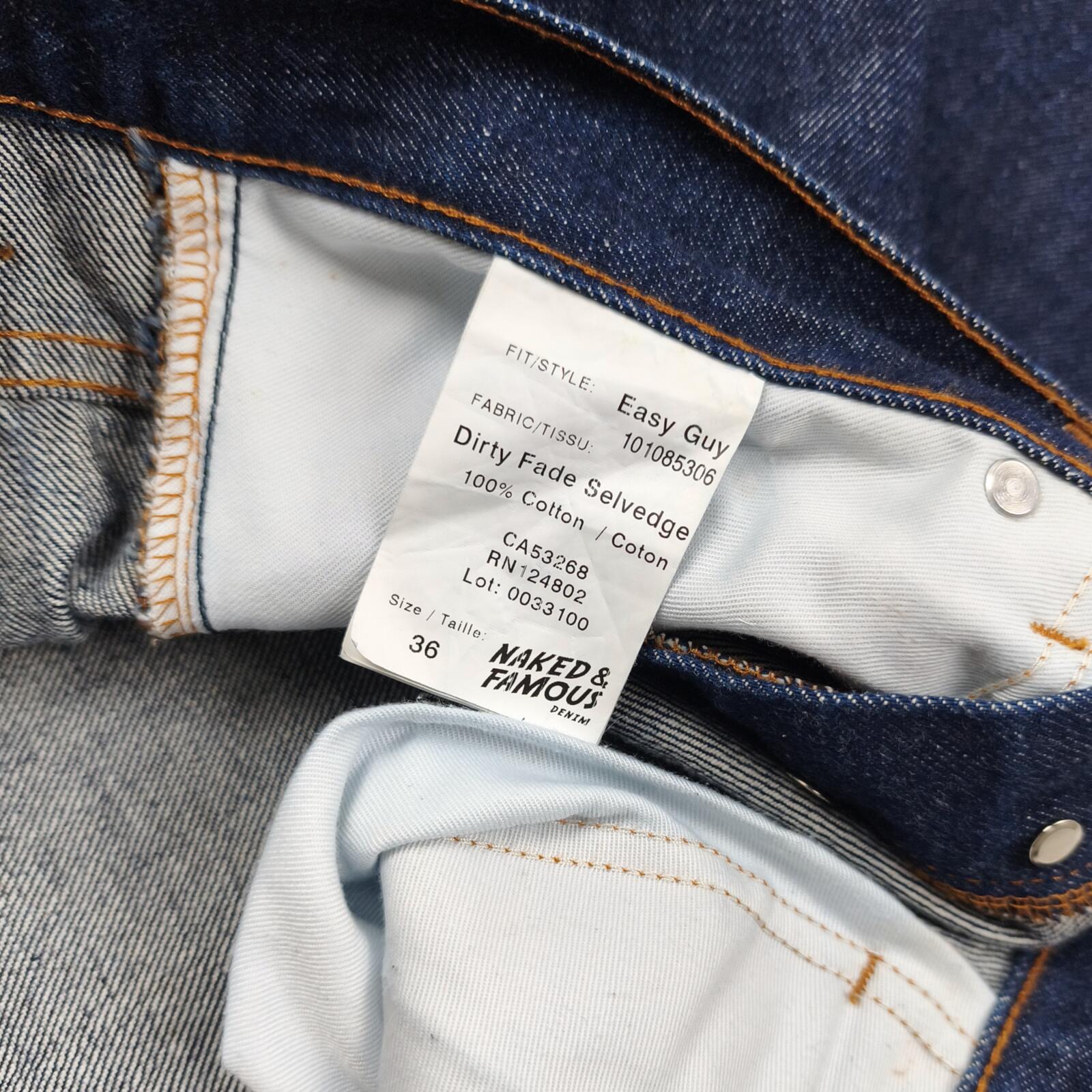 NAKED & FAMOUS Men's Dirty Fade Selvedge Easy Guy Japanese Denim Jeans
